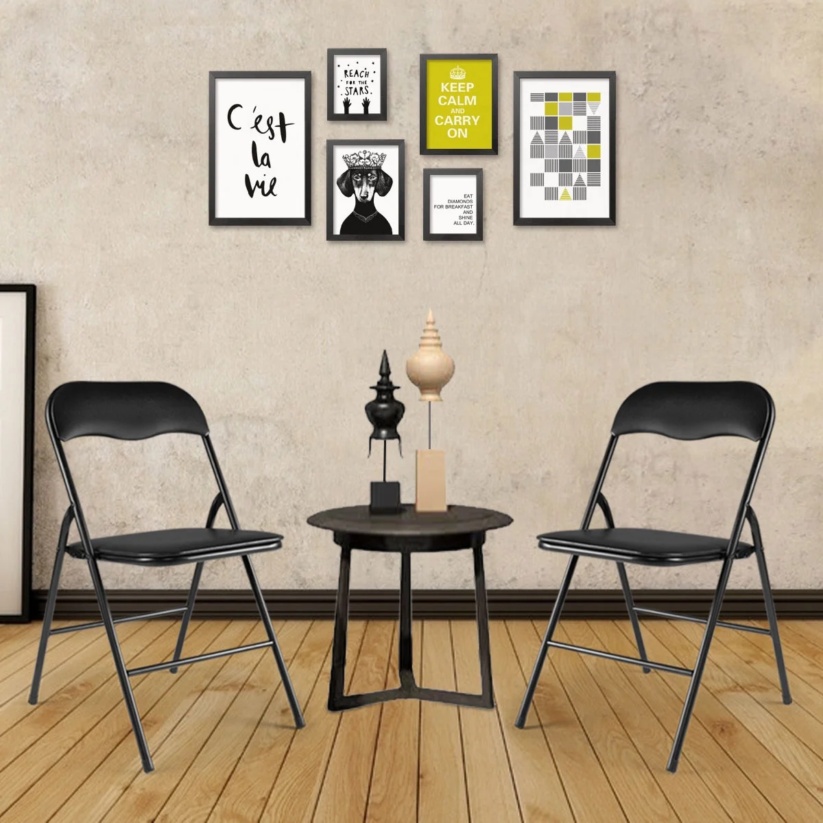 Jaxpety 6 Pack Commercial Plastic Folding Chairs Stackable Wedding Party Event Black