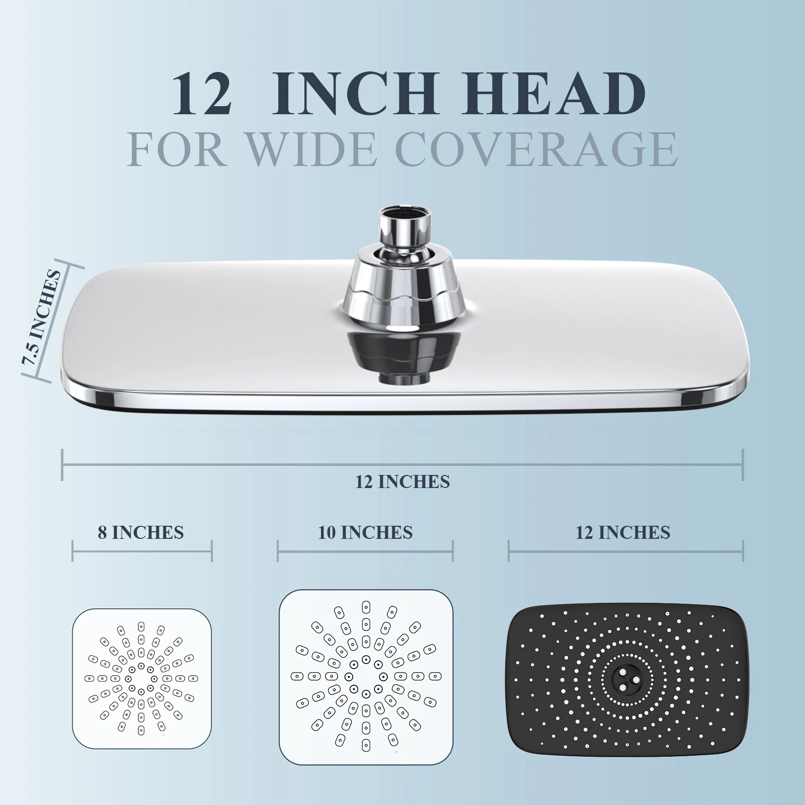 Ophanie 5-Setting High Pressure Shower Head, 12 inch Rain Shower Head with Handheld and Hose, Chrome