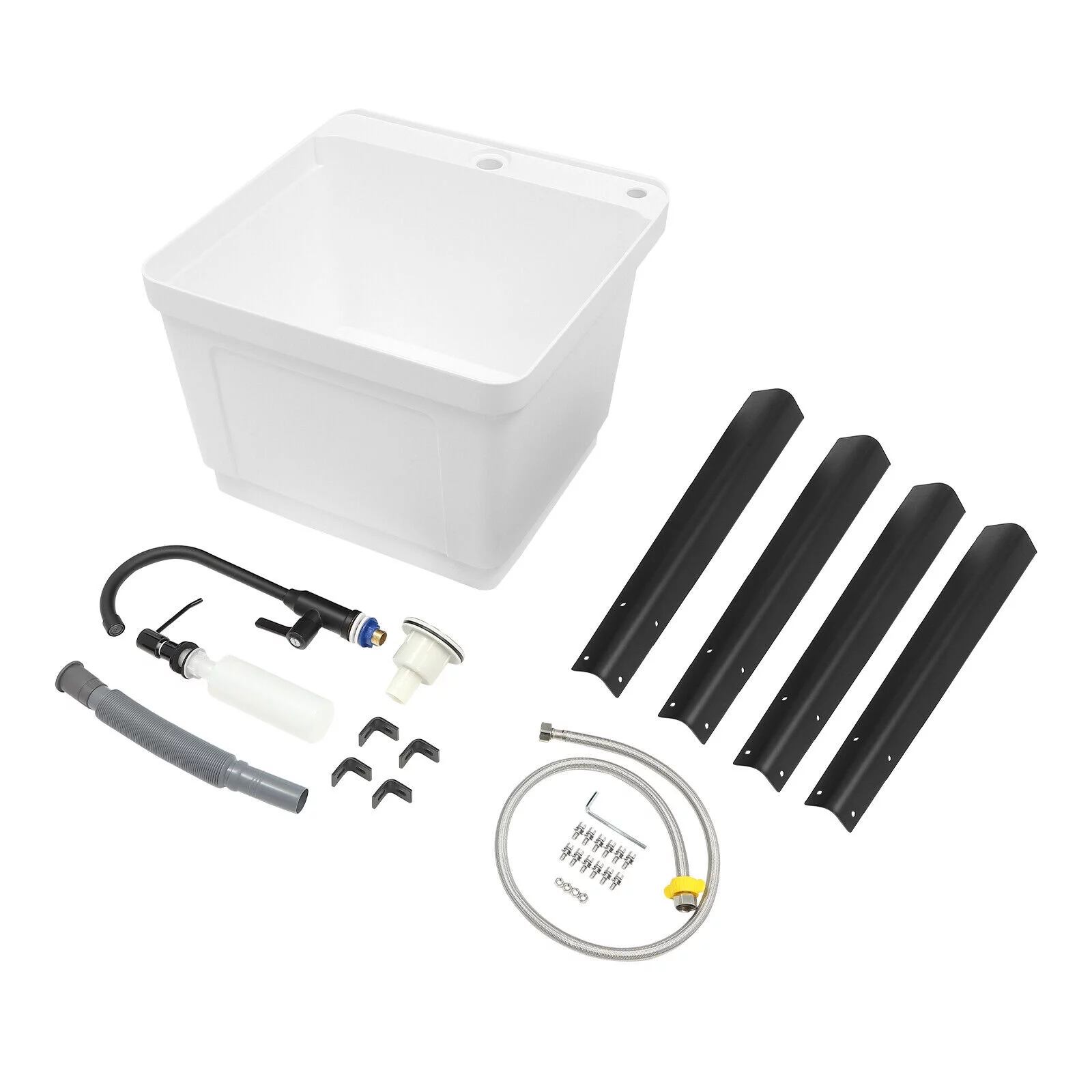 Black/White Laundry Utility Sink Tub Sink Freestanding Wash Station with Faucet White/Black