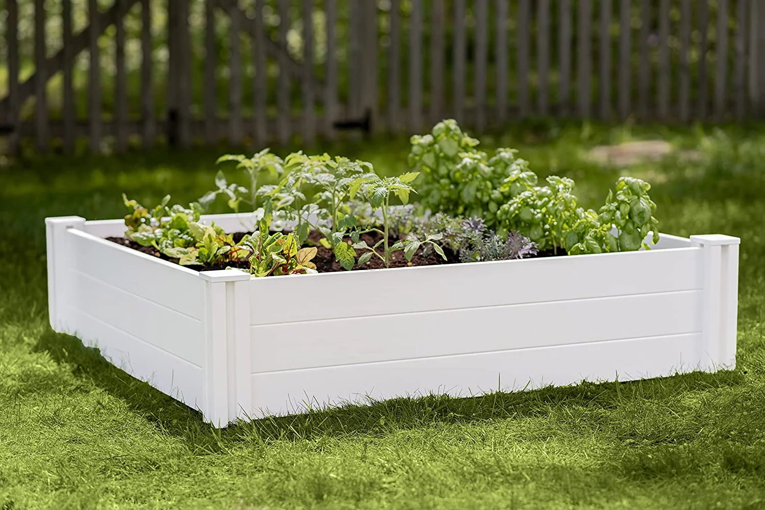 Vita Classic 4 ft x 4 ft x 11 in White Vinyl Raised Garden Bed, VT17108