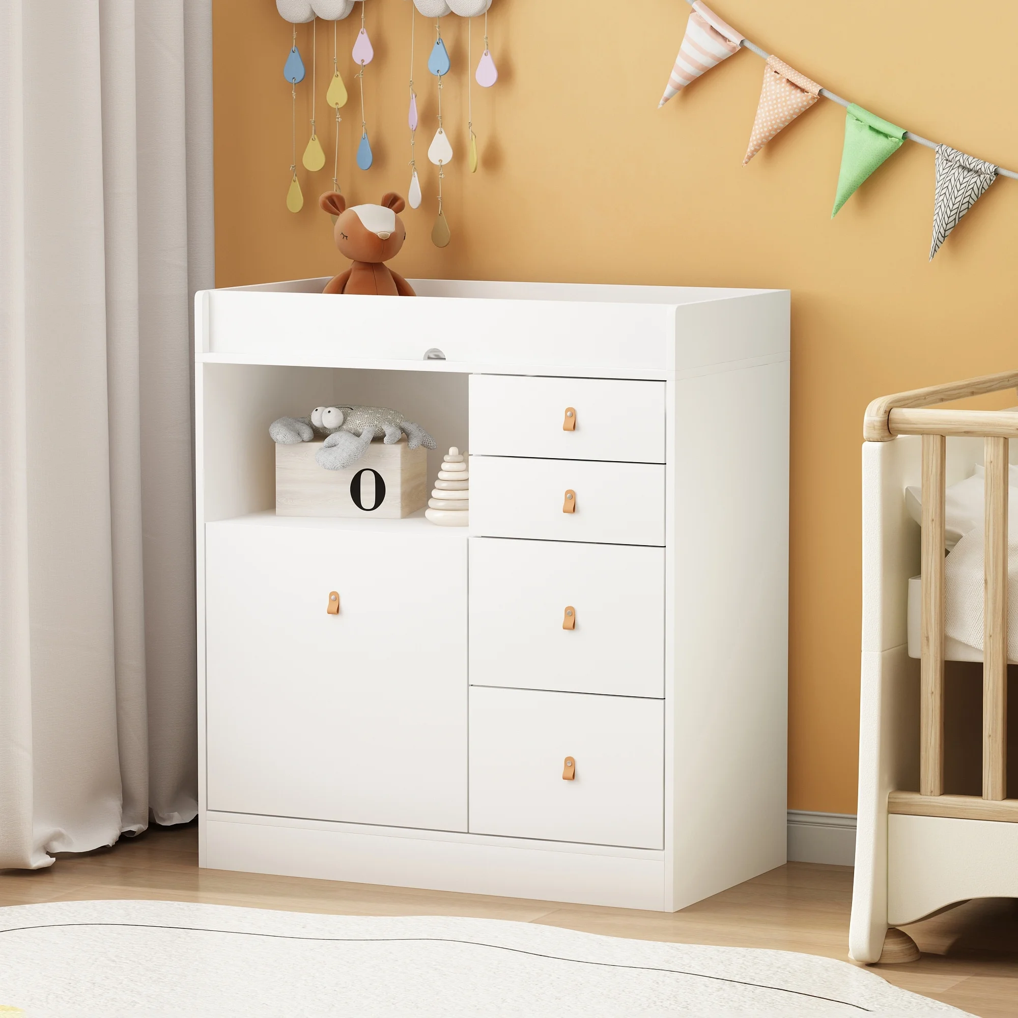 Modern Wooden Changing Dresser - Durable Construction, Baby Dresser