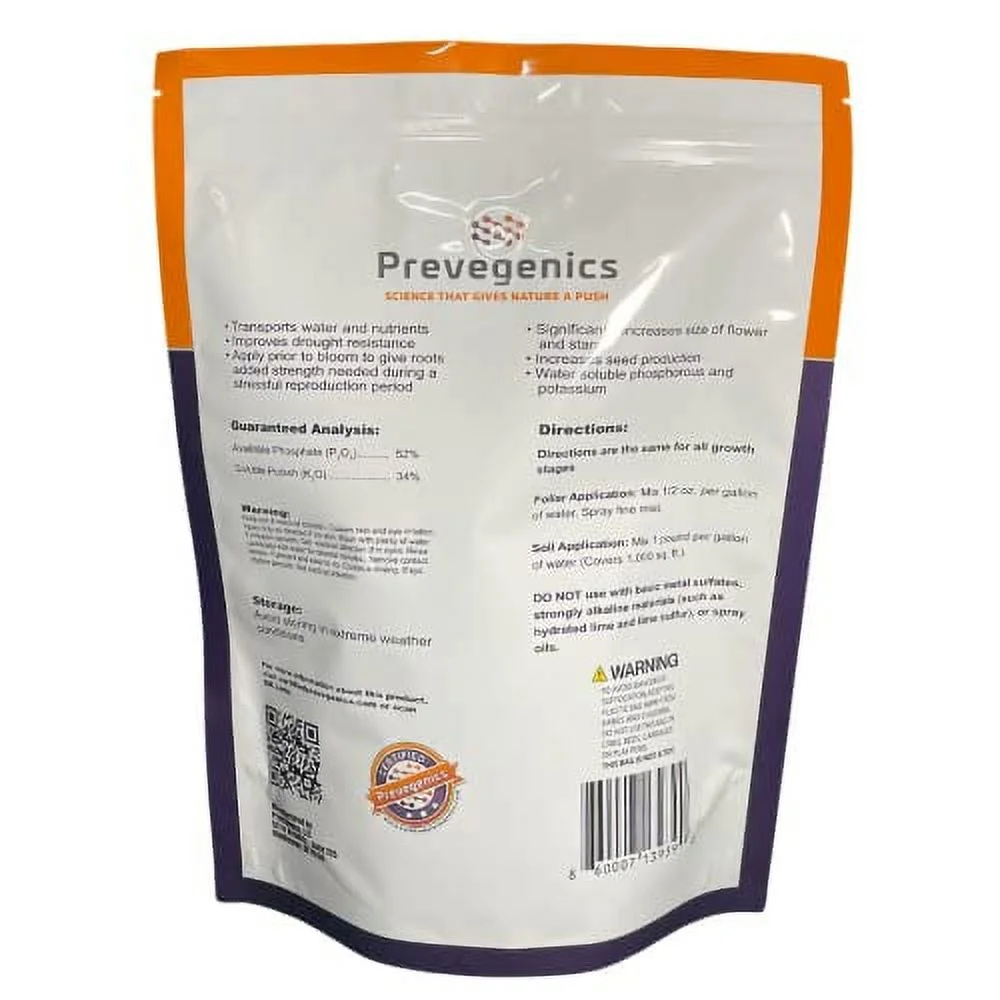 Monopotassium Phoshpate (MKP) Fertilizer | Highly Water Soluble | 0-52-34 (5 Pounds)