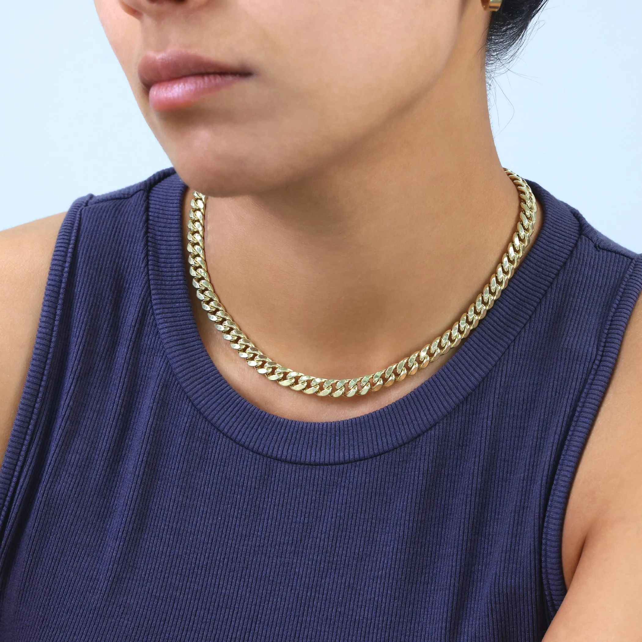 Nuragold 10k Yellow Gold 7.5mm Miami Cuban Link Chain Necklace, Mens Womens Jewelry Box Clasp 16