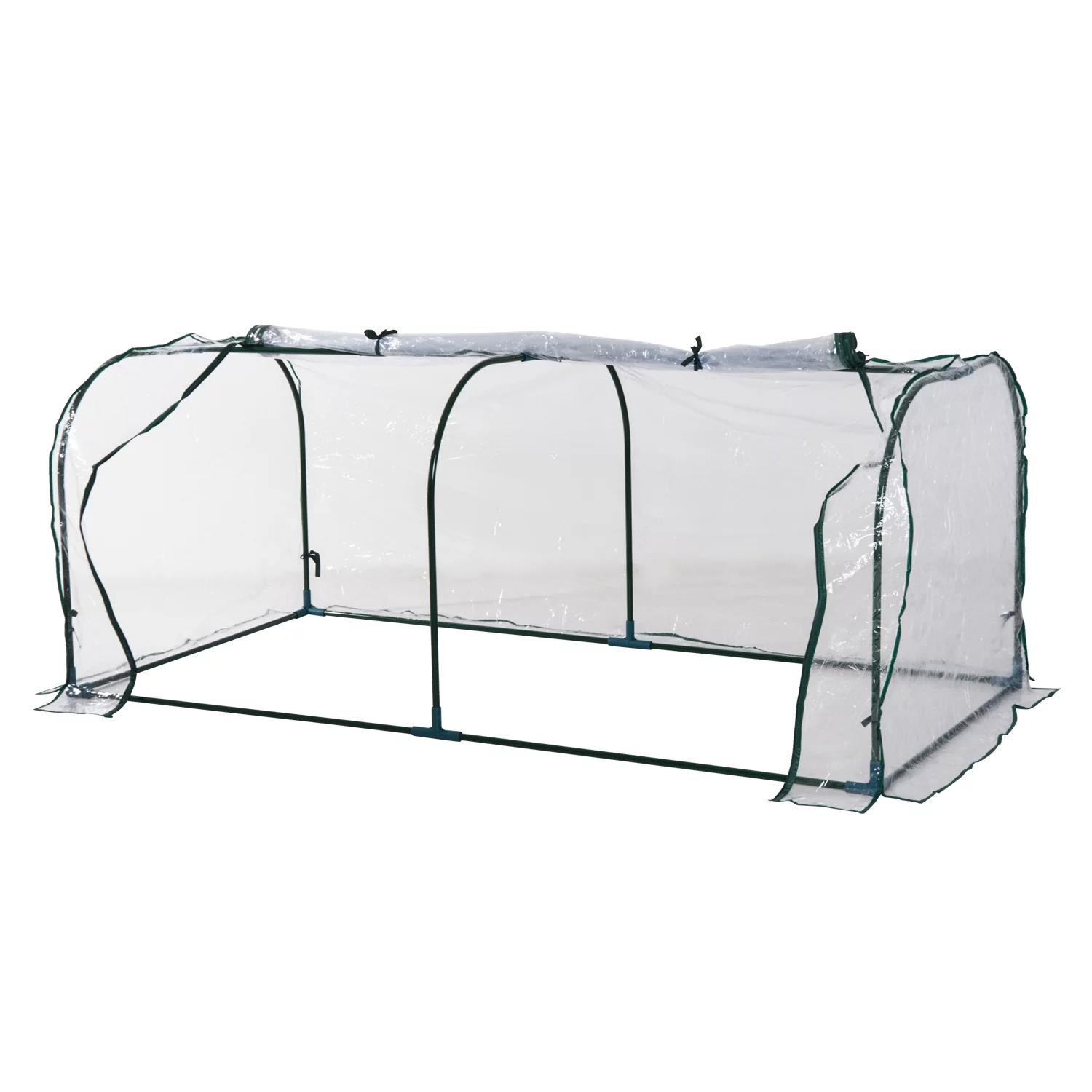 Outsunny Portable Mini Cloche Greenhouse with Zipper Doors, 7' L x 3' W x 2.5' H, Waterproof UV Protected Cover
