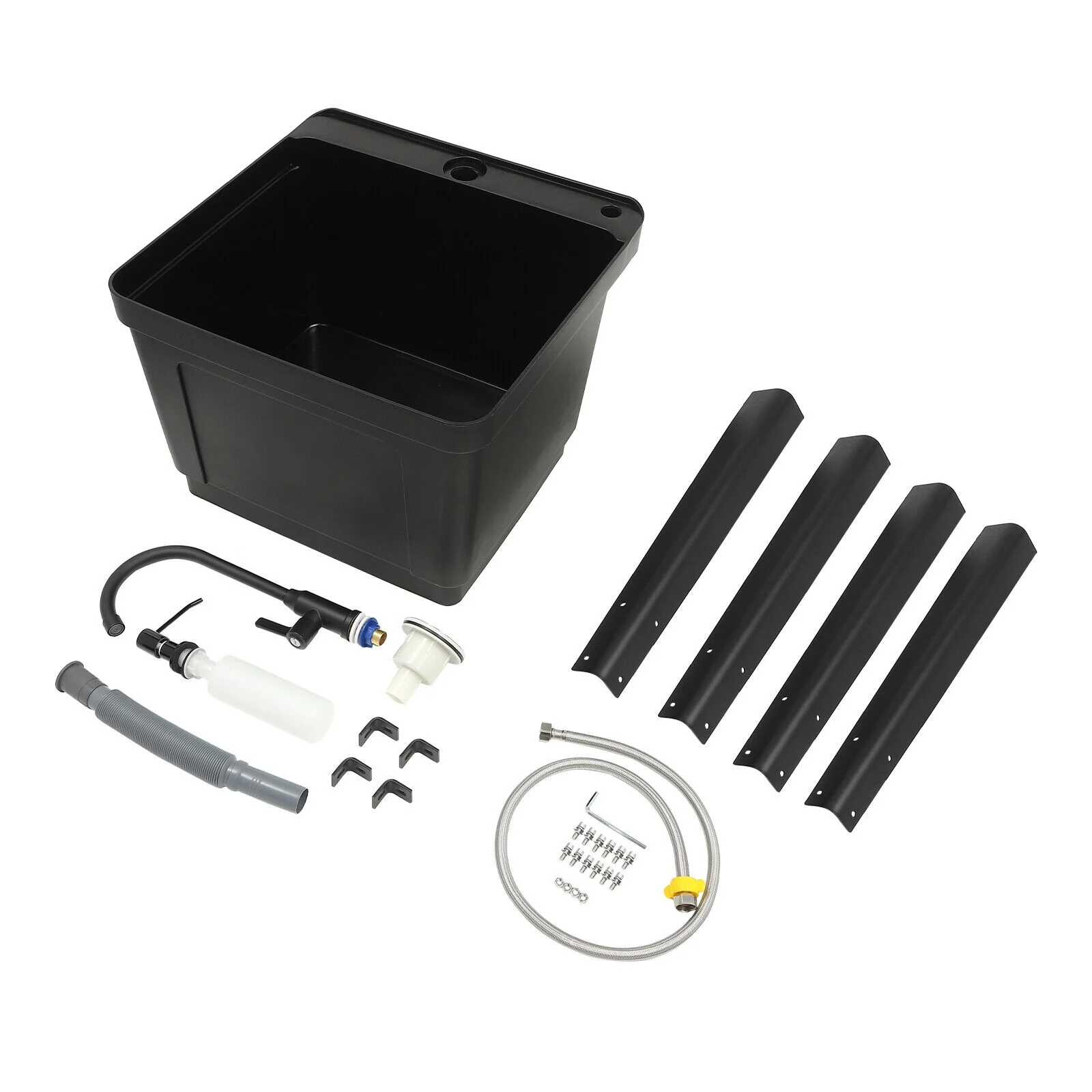 Black/White Laundry Utility Sink Tub Sink Freestanding Wash Station with Faucet White/Black