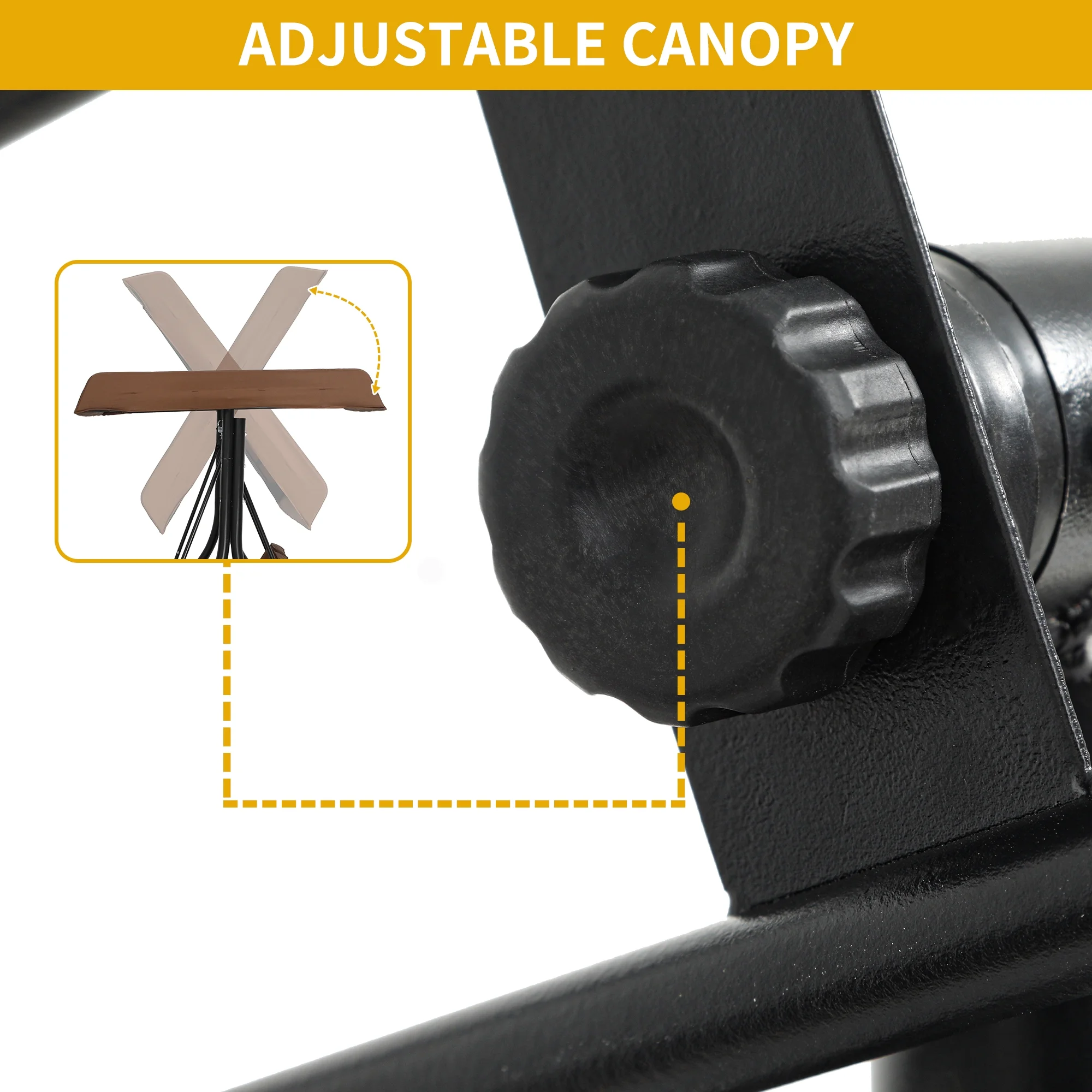 Dextrus Outdoor Patio Swing Bed for 3 People with Adjustable Canopy and Removable Cushion, Designed for Adults in Garden, Poolside or Balcony, Light Brown