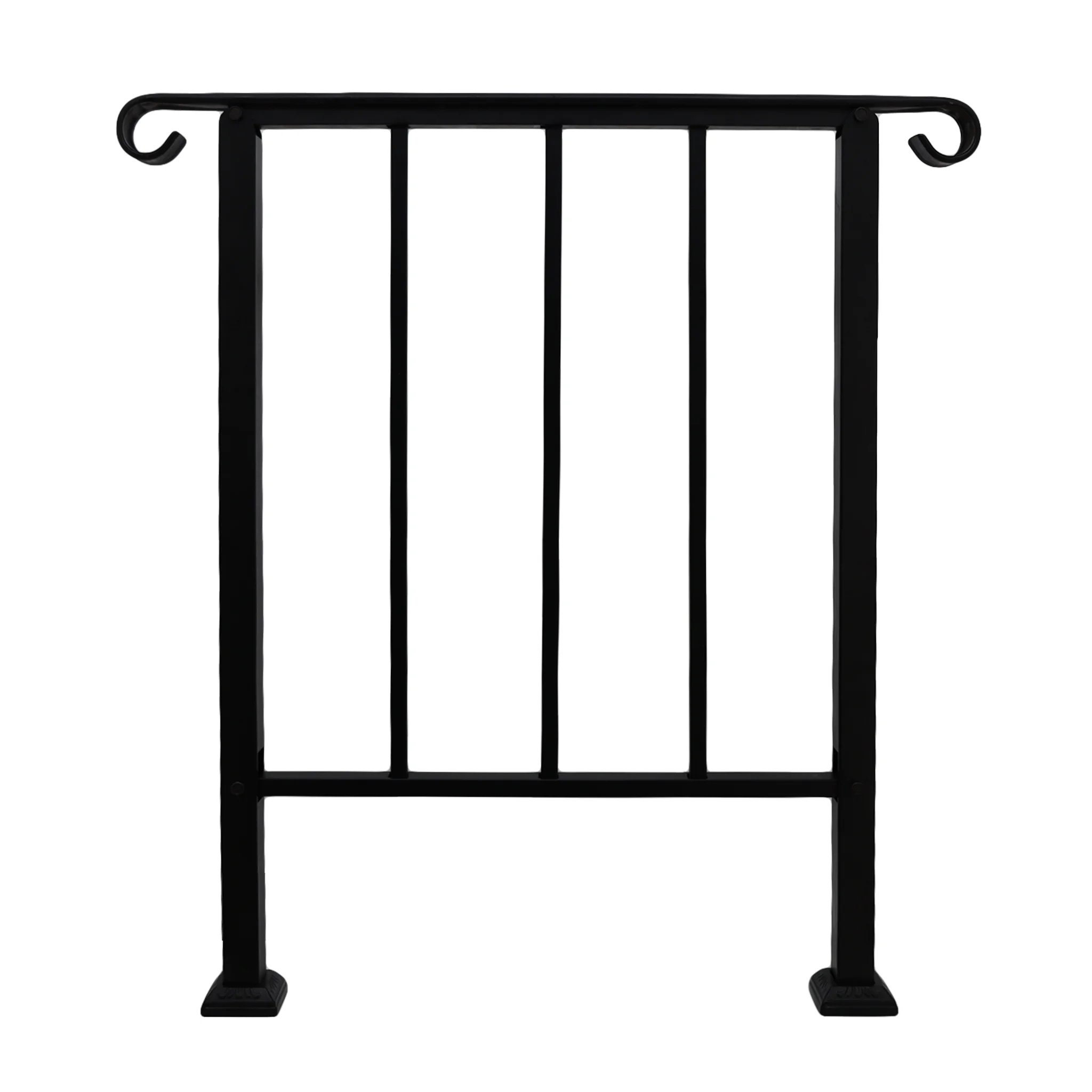 Parisloft Adjustable Transitional Handrail Fits 1 to 3 Steps - Sturdy Iron Handrail for Indoor Outdoor Steps - Black - 35.8