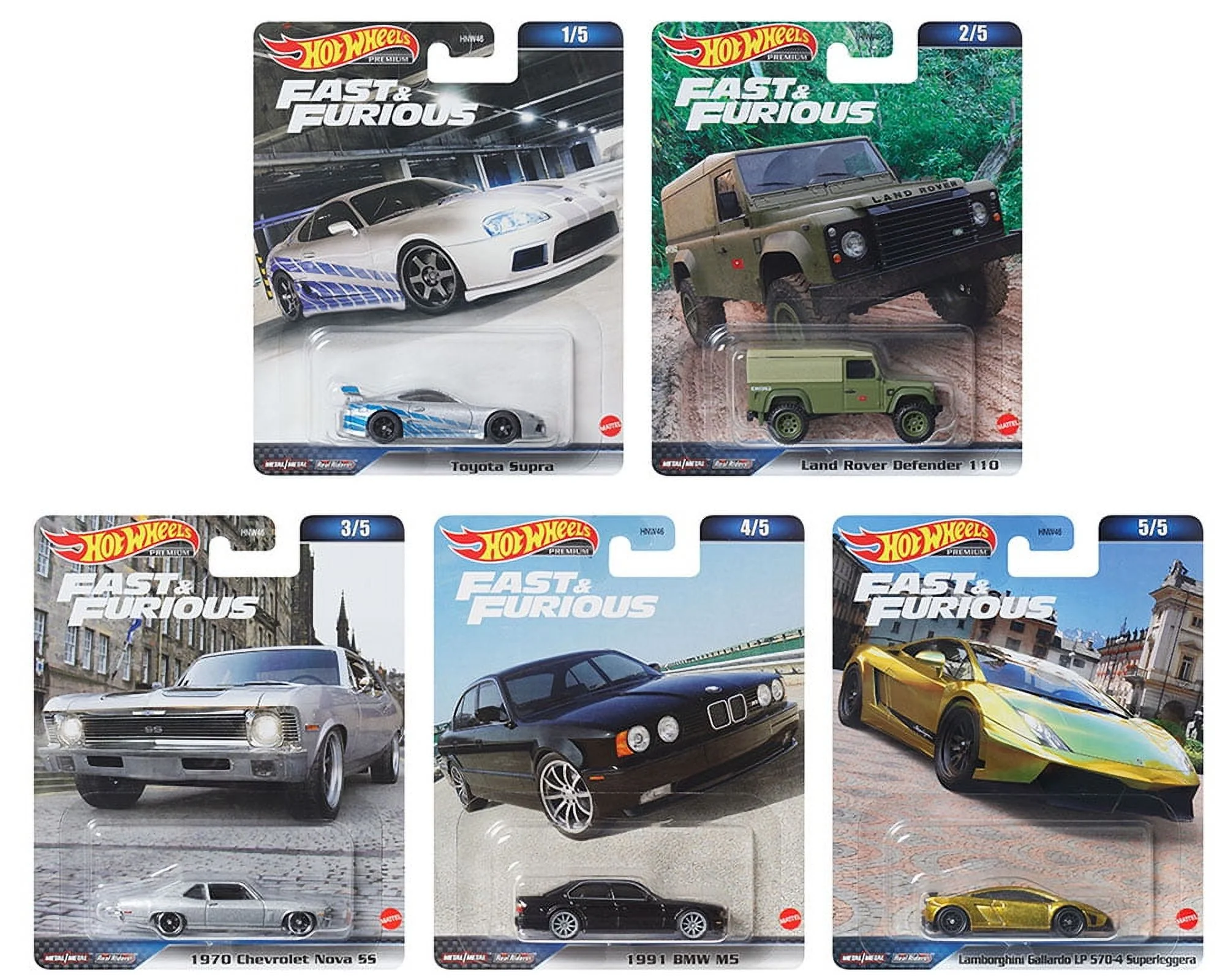 Hot Wheels 2023 Premium Fast & Furious D Case, Set of 5 Cars, HNW46-956D