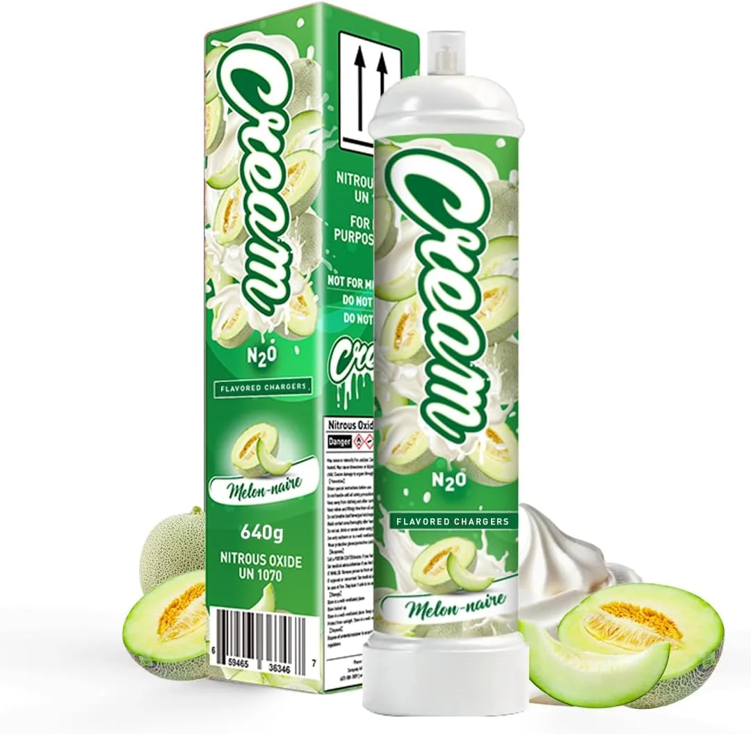 CREAM N2O Nitrous Oxide Whipped Cream Charger (Melon, 1pc, 640g 1.1L) - Nitrous Tank Whip Cream Charger, Nitrous Oxide Canister, N20 Whipped Cream Chargers, Whip It NO2 Cartridges, Nitrous Oxide Tank