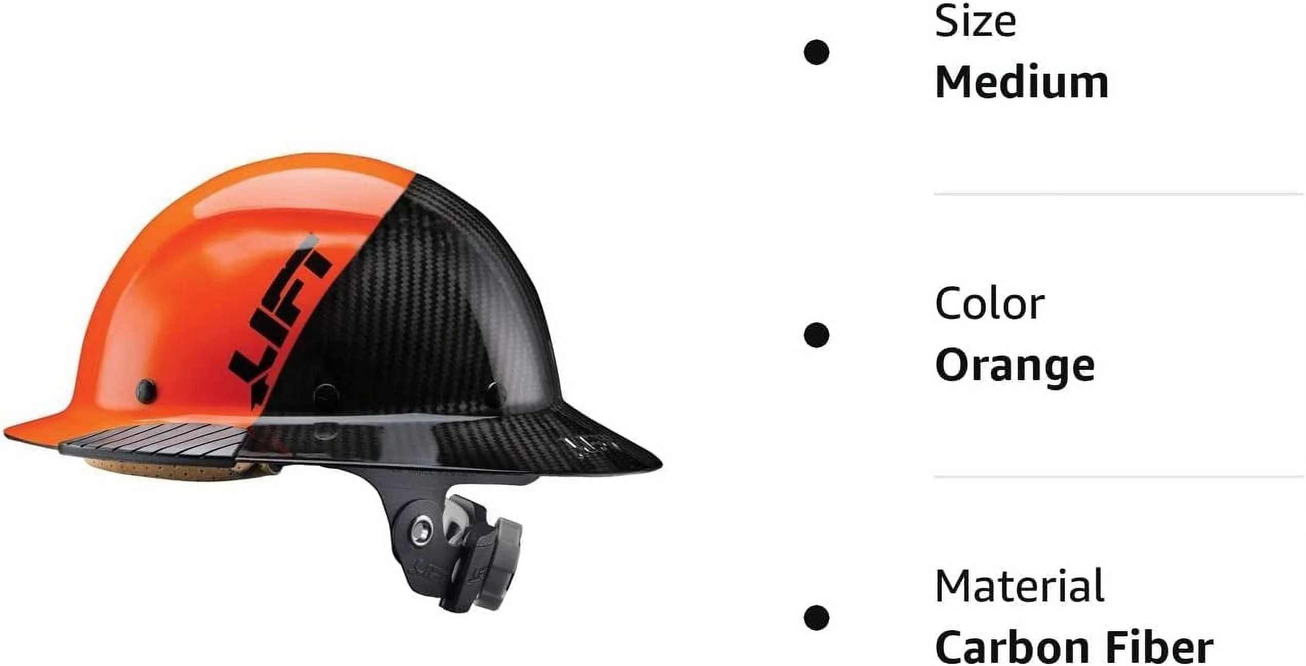Lift Safety HDF50C-19OC Dax Fifty 50 Carbon Fiber Full Brim Hardhat, Medium