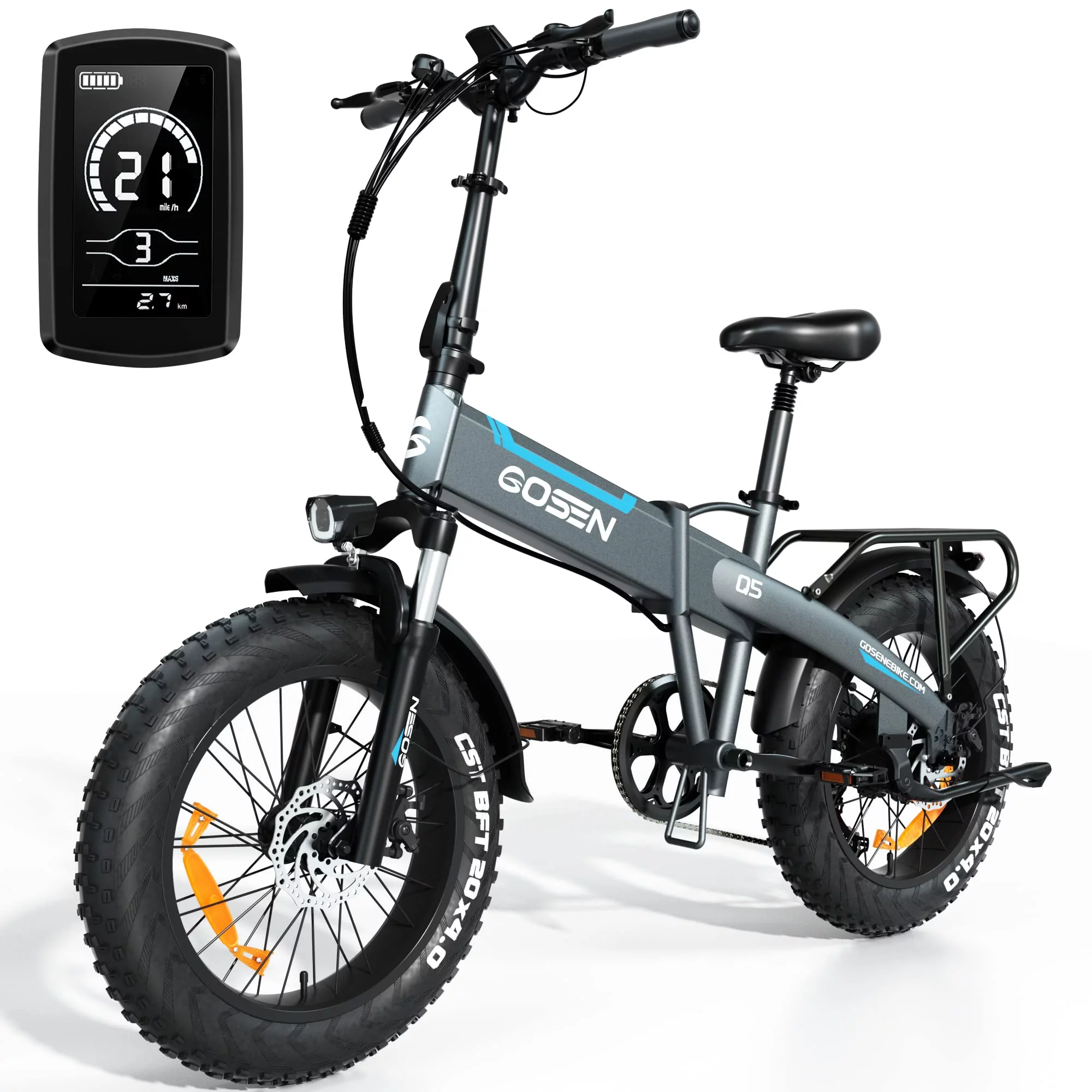 Foldable Electric Bike for Adults 750W Ebike Bicycle 20 x 4.0'' Fat Tire Folding Electric Bike 48V 13Ah/15Ah Removable Battery Shimano 7 Speed Gears Up to 28Mph