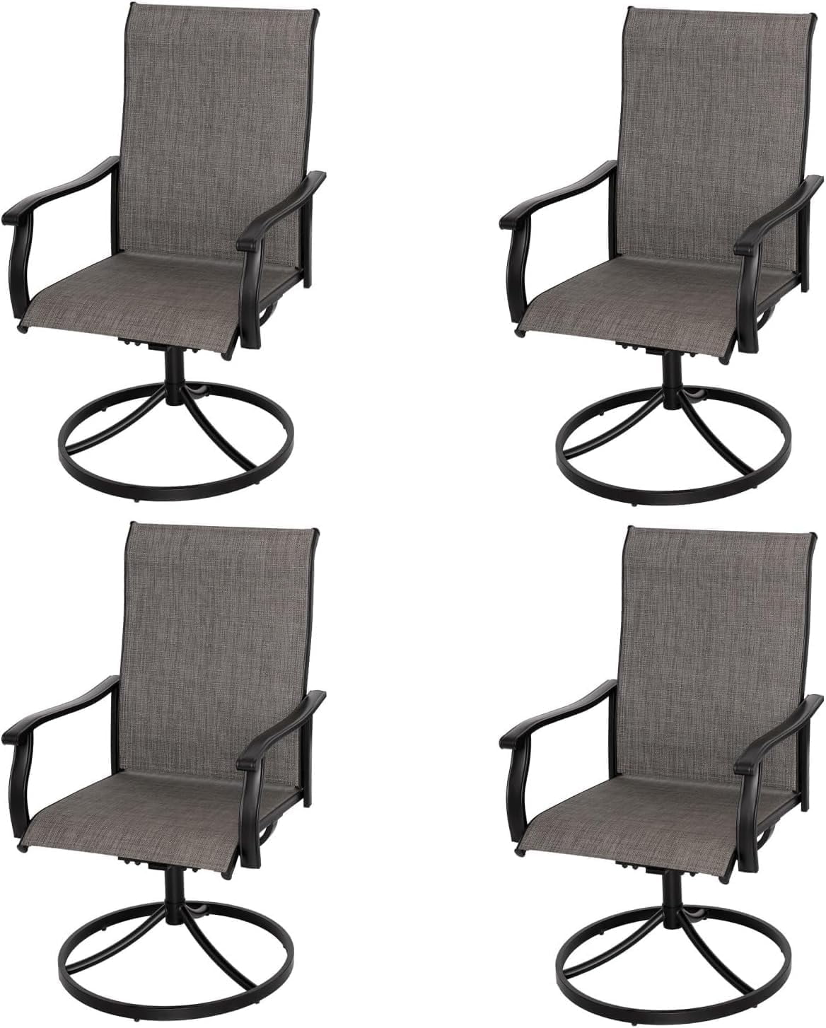 Patio Outdoor Dining Chairs Swivel Chairs, All Weather Breathable Textile Garden Furniture Chairs Set for Backyard, Set of 4 - Grey