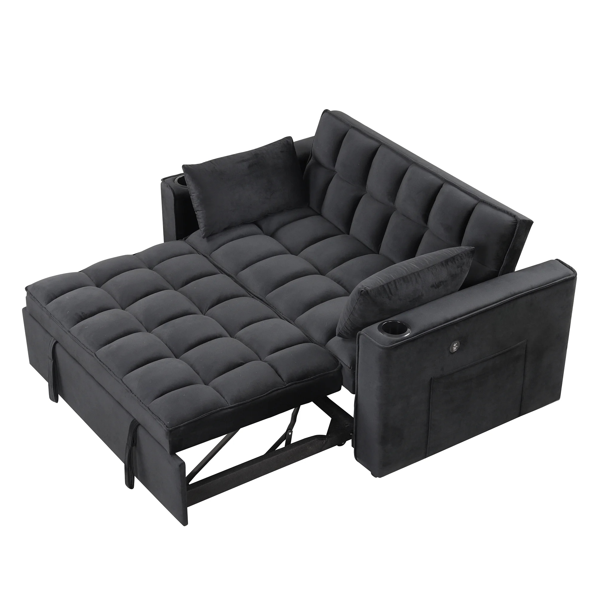 Hombay Modern Convertible Sleeper Sofa Bed, Folding Futon Couch Loveseat with Cup Holder and USB Charging Ports for Living Room Bedroom Apartment