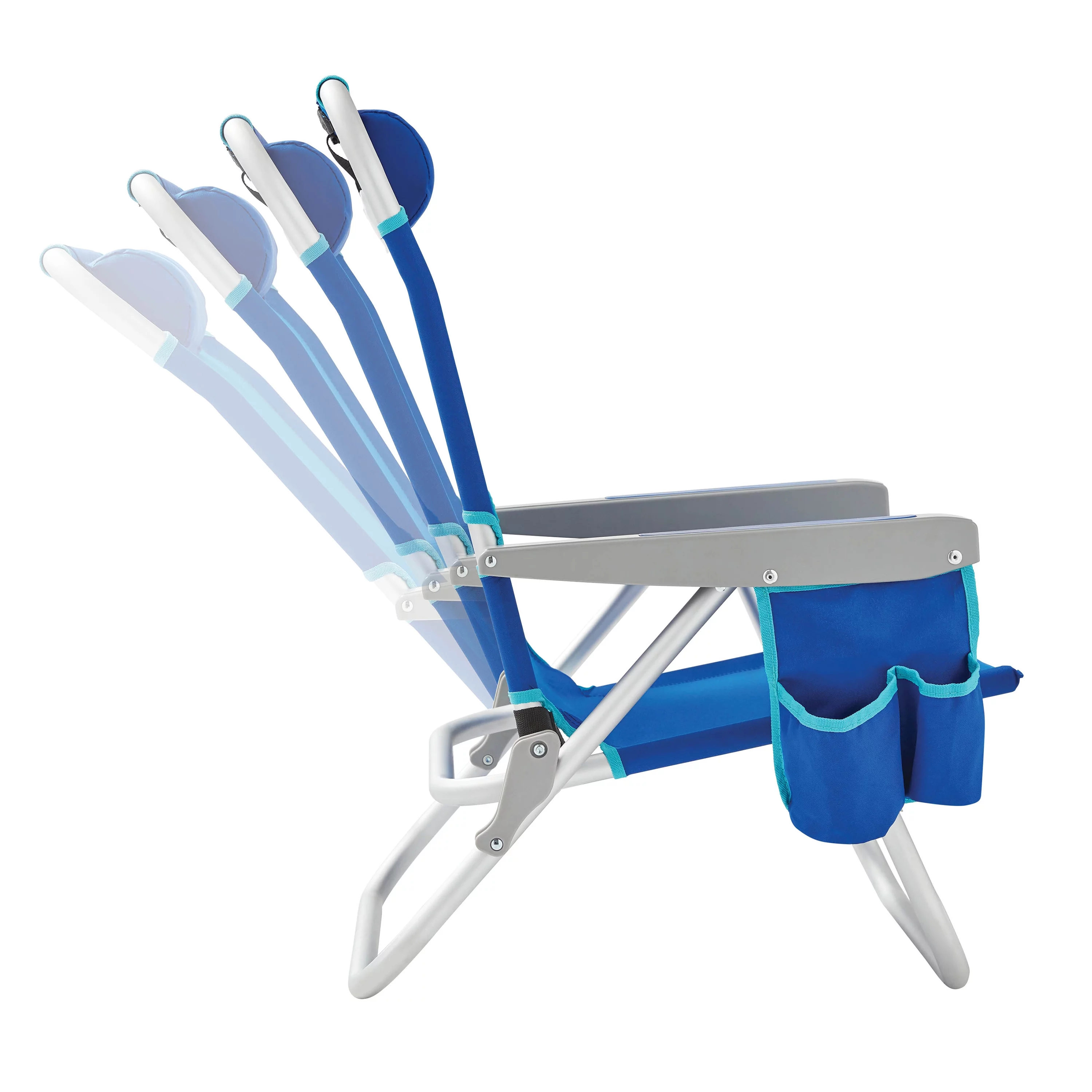 2-Pack Mainstays Reclining Beach & Event Backpack Chair with Cooler Bag Blue