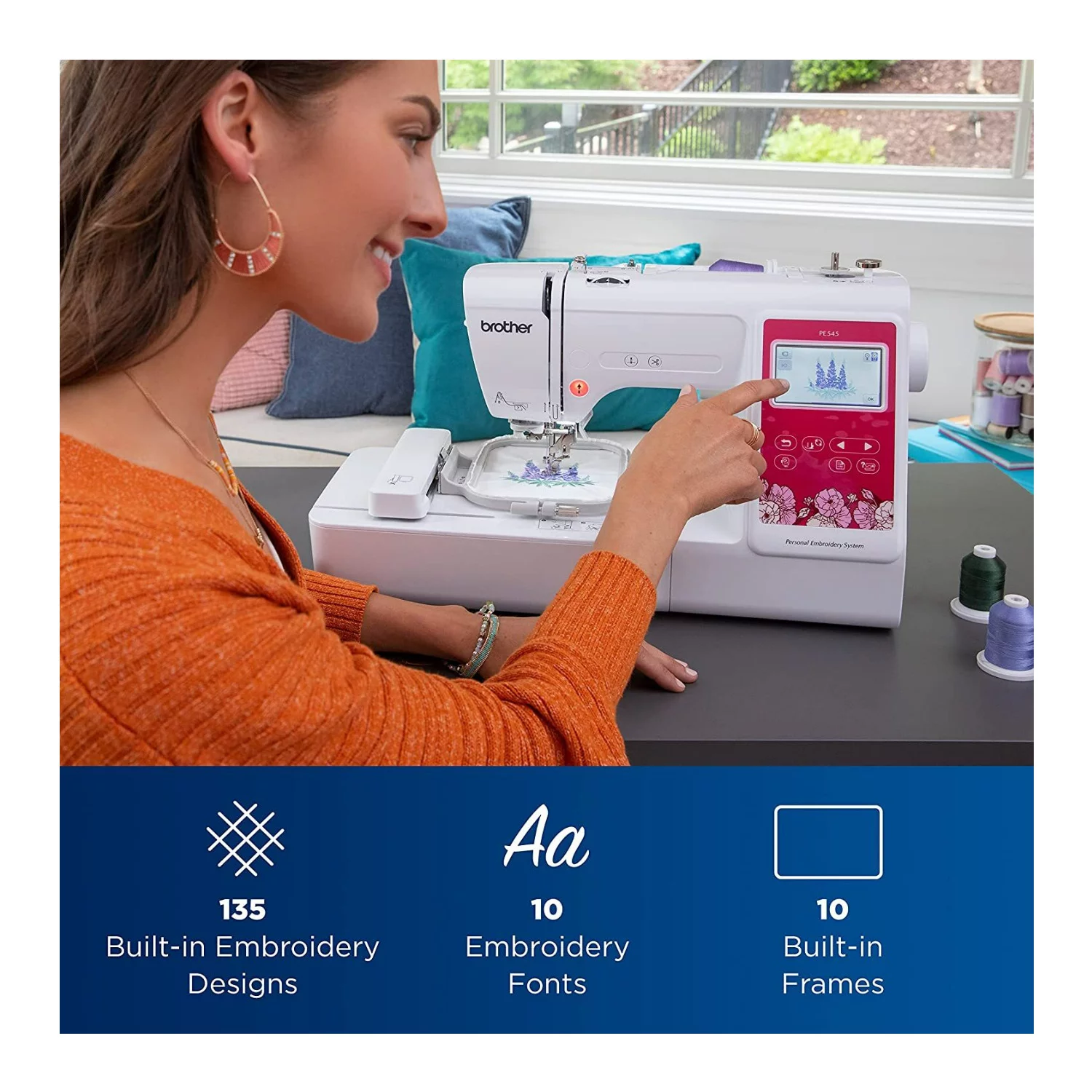 Brother Elite PE545 3.7-Inch Touch Display Embroidery Machine with Sewing Bundle