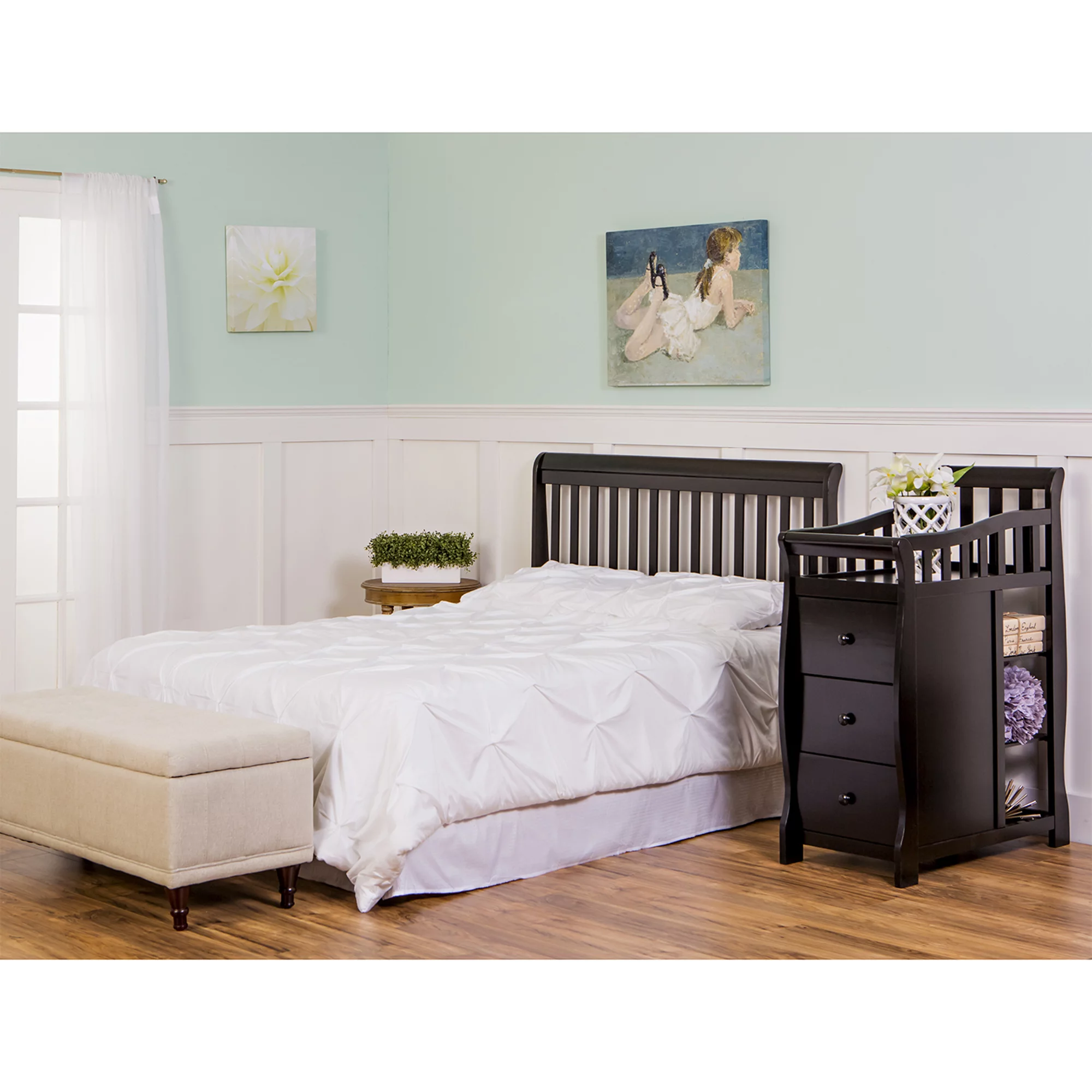 Dream On Me Brody 5-in-1 Convertible Crib with Changer, Black