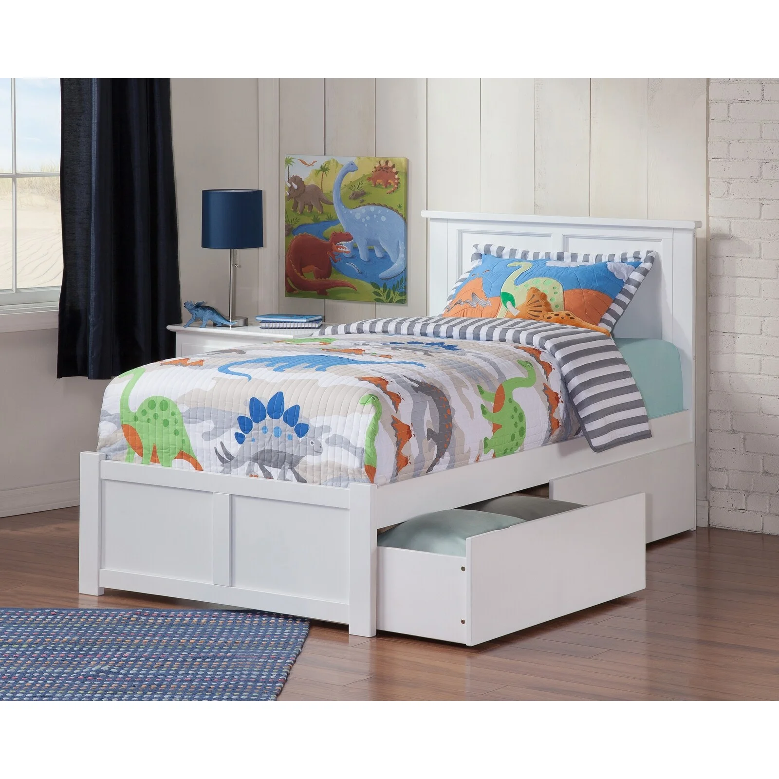 AFI Madison Twin XL Platform Bed with Footboard and Storage Drawers White - Twin XL
