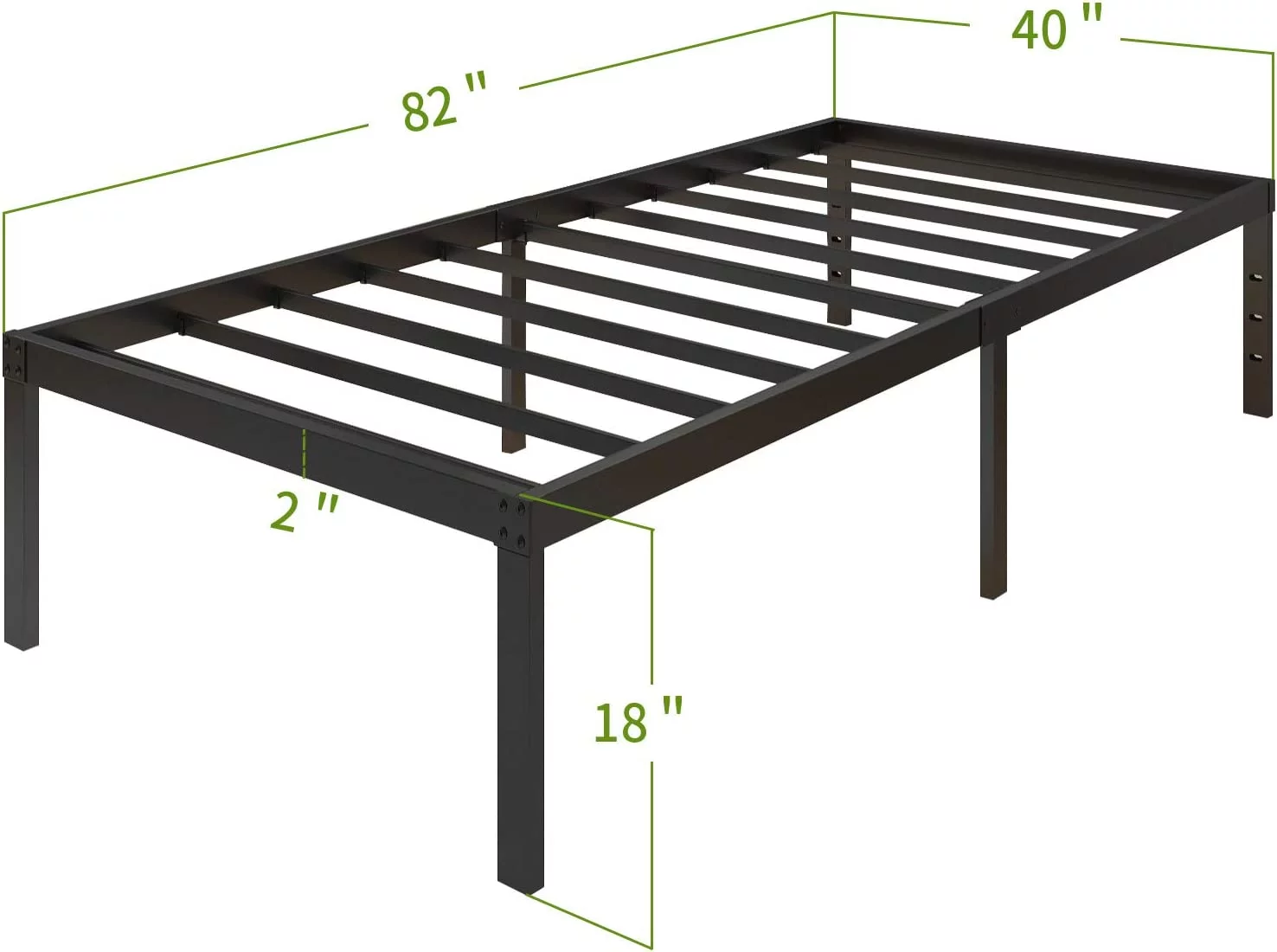 18 Inch Metal Platform Bed Frame/3500lbs Heavy Duty Steel Slat Mattress Foundation/Reinforced Platform/Noise Free/Easy Assembly Twin/Twin XL/Queen/King/California King (Full)