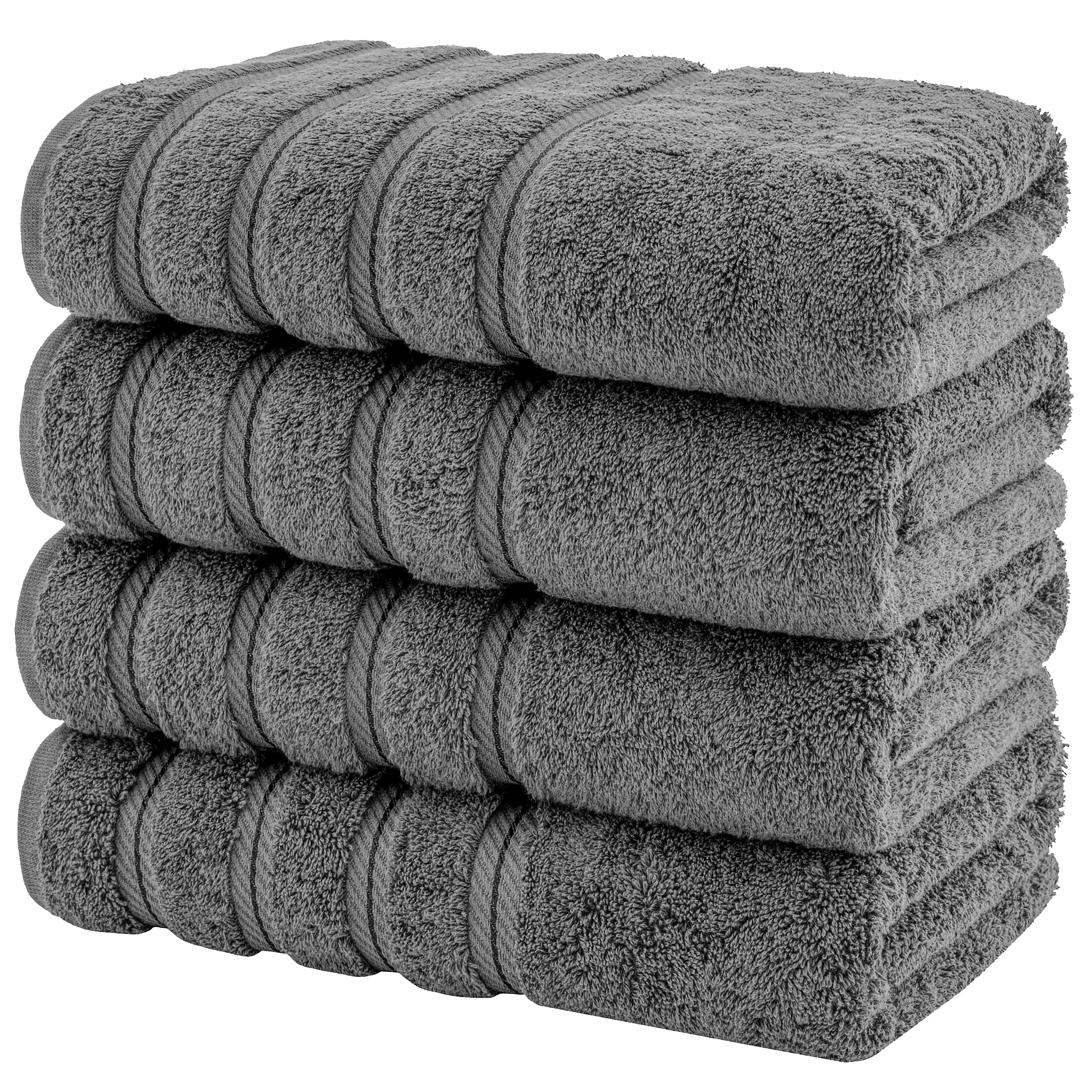 American Soft Linen Gray Bath Towel Set 100% Turkish Cotton Towels for Bathroom 4 Piece