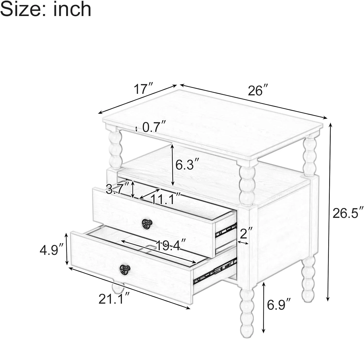3Pcs Bedroom Set With 2 Nightstands, Full Size Bed Frame With Gourd Shaped Headboard And Footboard, Solid Wood Platform Bed, No Spring Box Required,