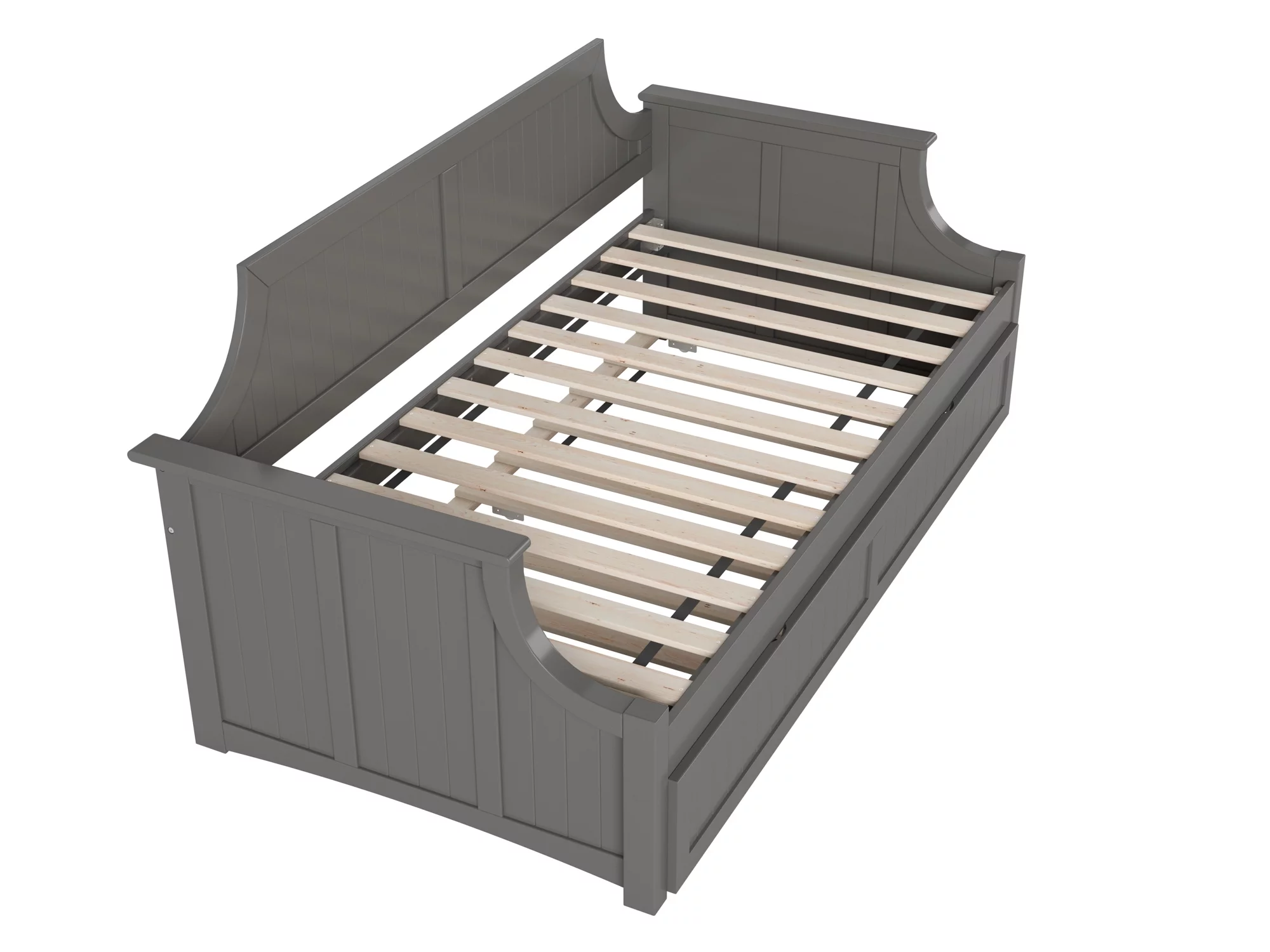 AFI Twin Daybed with Twin Trundle Roll Out Guest Bed in Solid Wood Cambridge Design, Grey