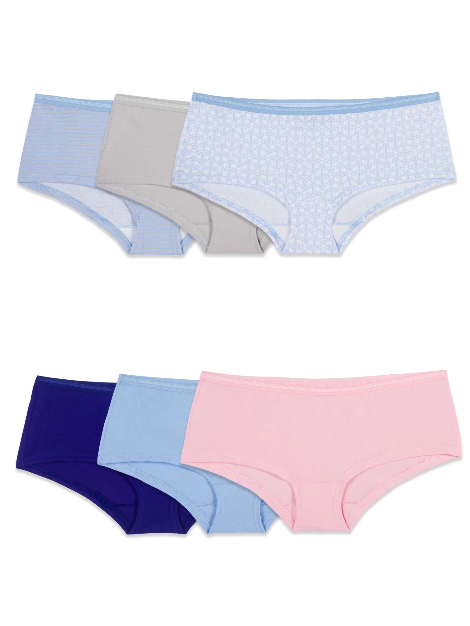 Fruit of the Loom Women's Assorted Cotton Boy Short, 6 Pack