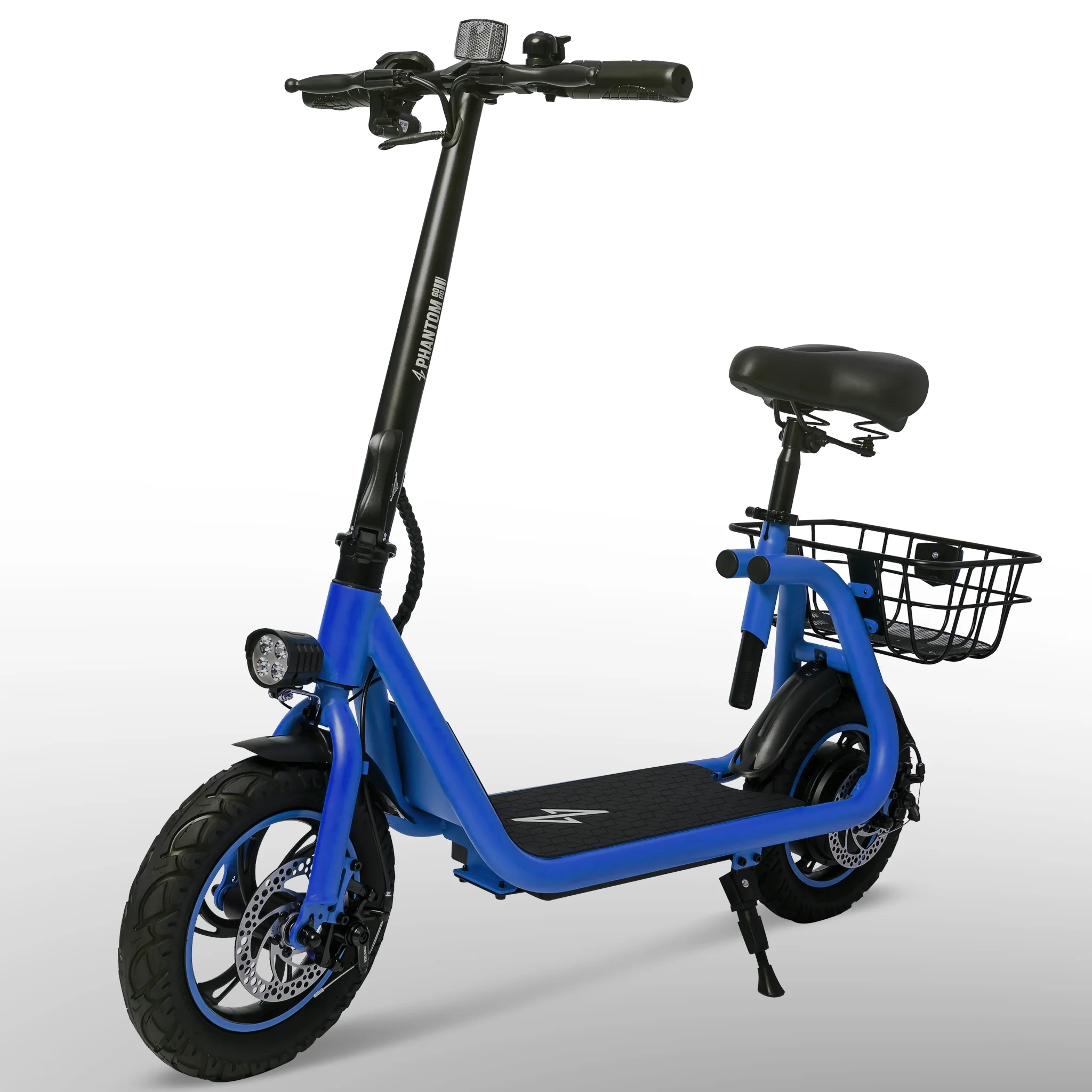 Phantomgogo Electric Scooter for Adults Foldable Scooter with Seat & Carry Basket E-Scooter with Brushless Motor 15MPH 265lbs Max Load E Mopeds for Adults Commuter