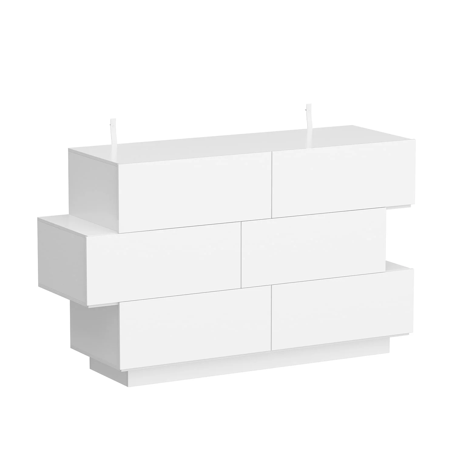 High Glossy Six-Drawer Dresser Chest with Off-Set Design (Black/White) White