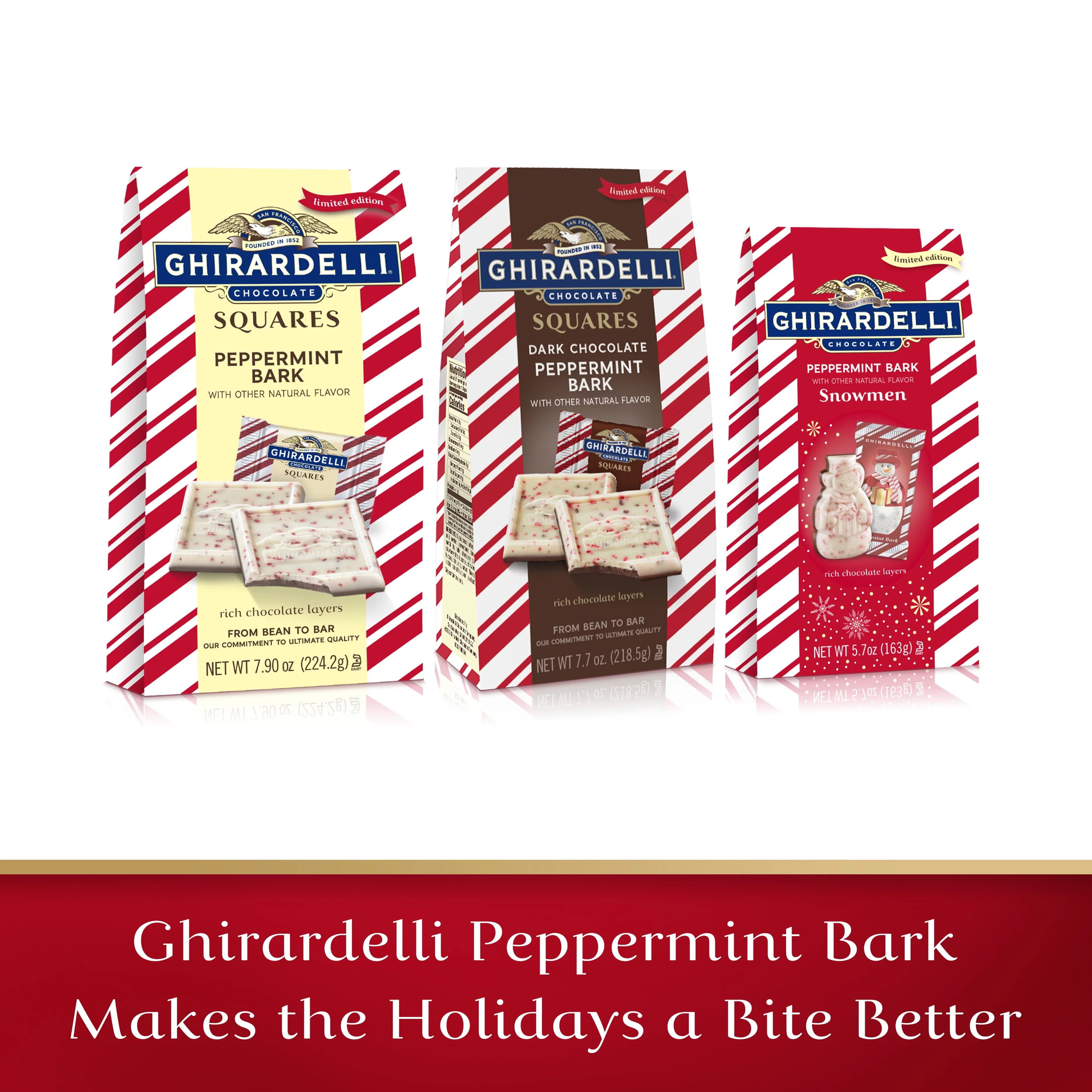 Ghirardelli Peppermint Bark Chocolate Squares, 0.83oz Bag