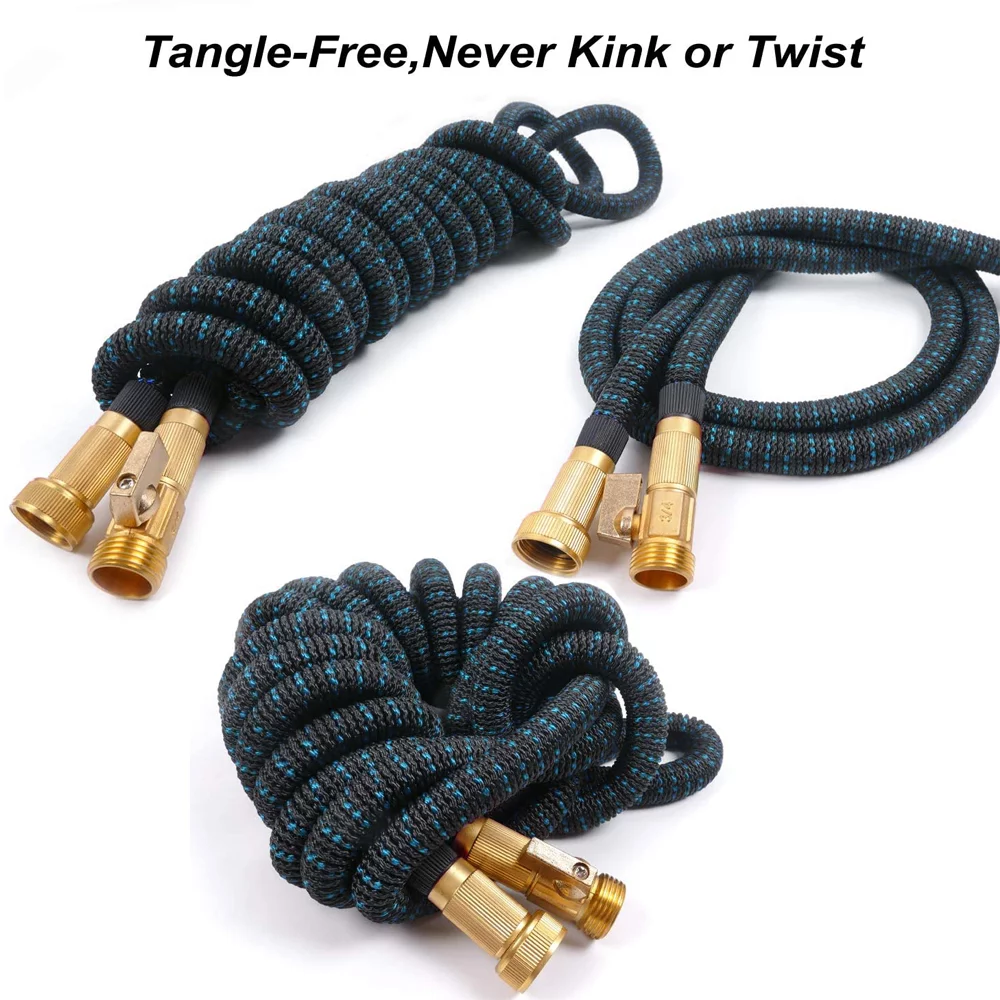 Expandable Garden Hose 100ft Upgraded,Ultra Flexible Lightweight Water Hose With 9 Way Spray Nozzle,Durable 4-layer Latex Core,3/4” Solid Brass Fittings,Easy Store No Kink Leakproof Expanding Pipe
