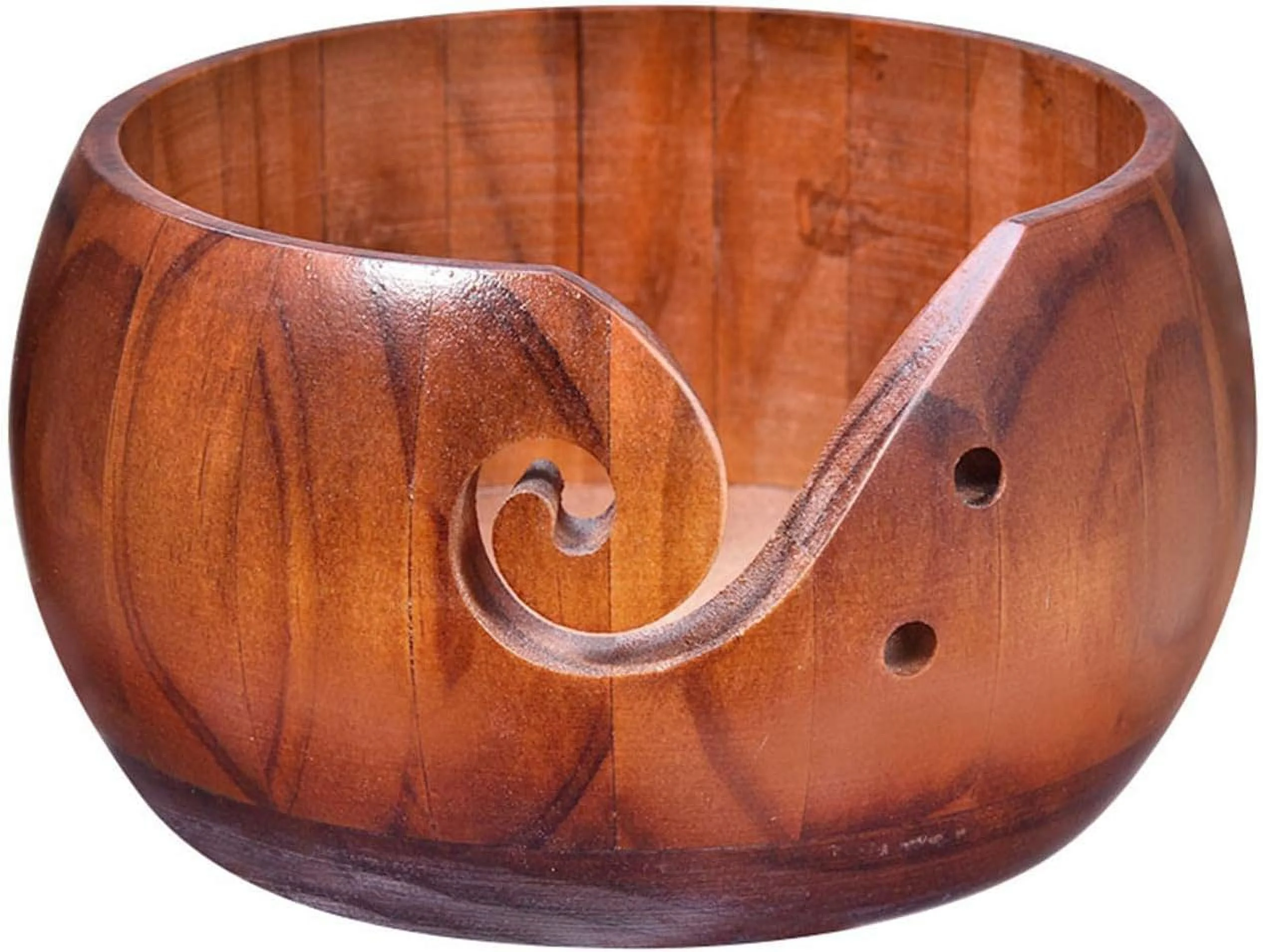 Yarn Bowl, Wooden Knitting Holder, Handmade Crochet Wool Storage Basket with Holes, Portable Large Yarn Ball Bowl Holder for Home, Sewing, Mother's Day, Garden Arts Crafts