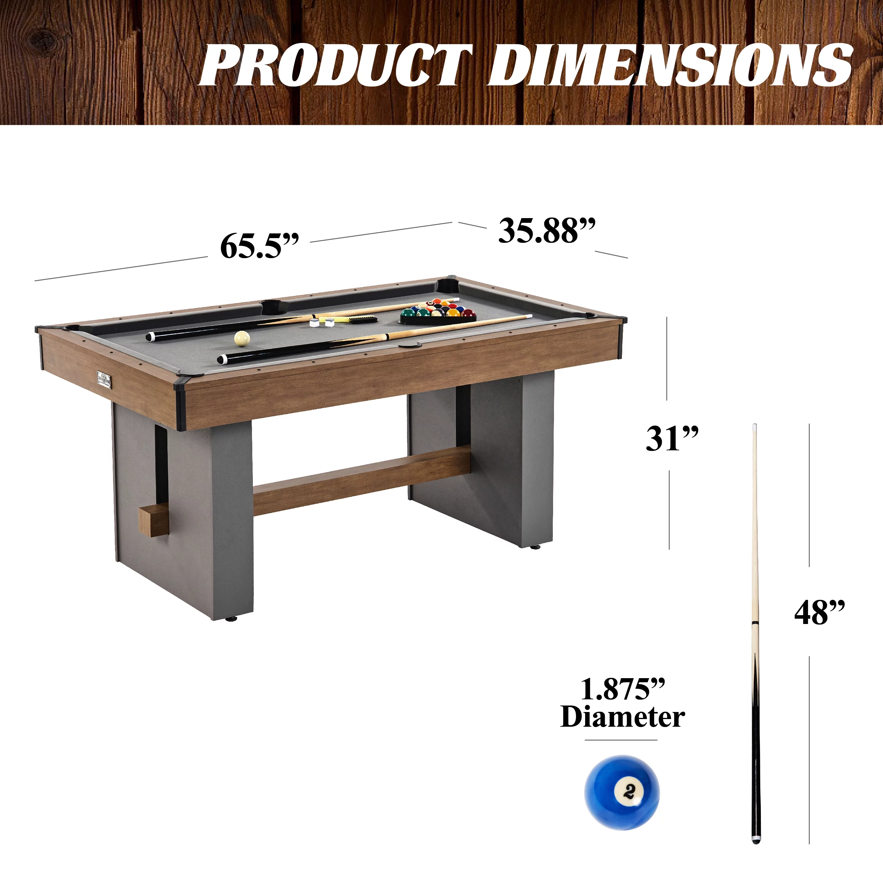 Barrington 66 inch Urban Collection Billiard Table, New