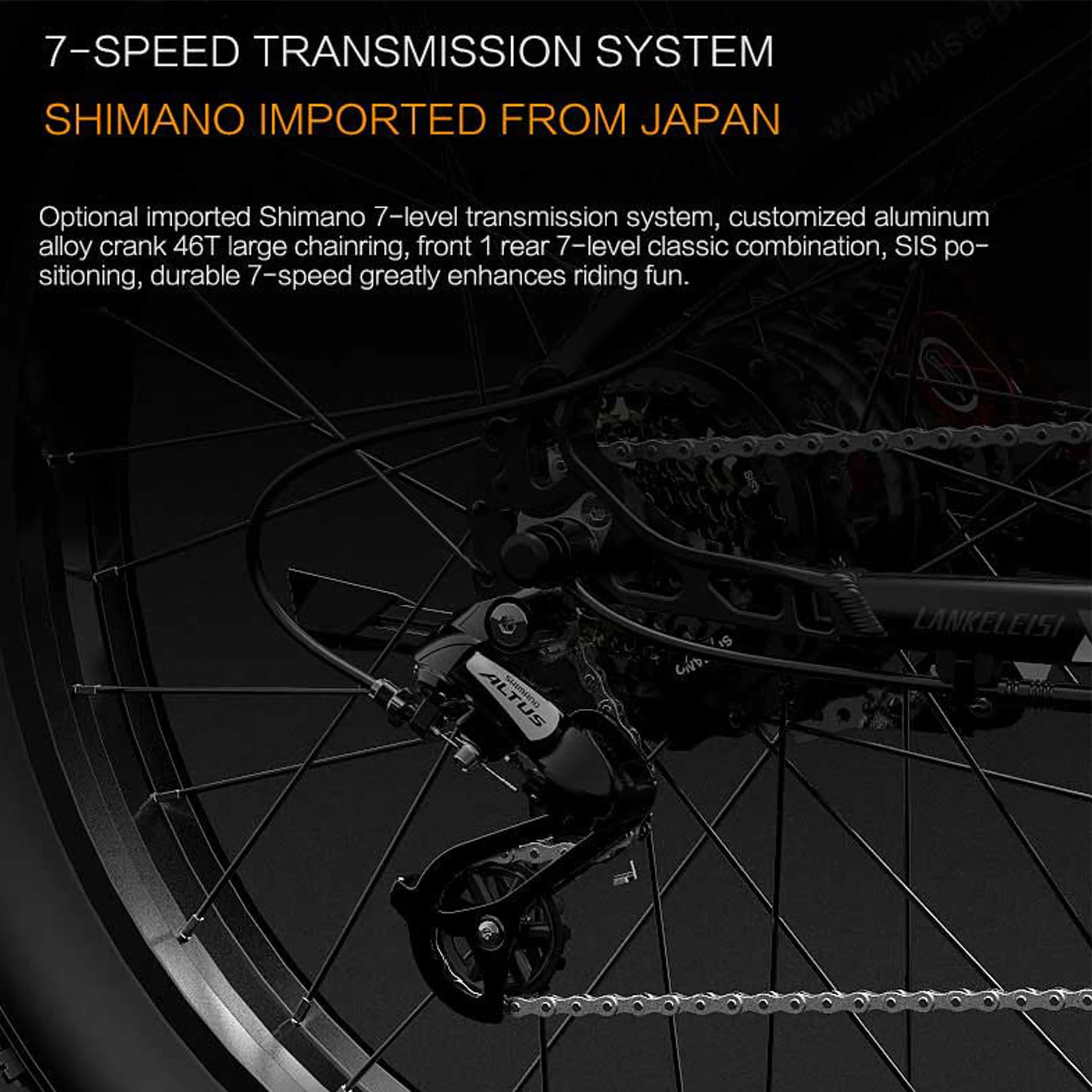 LANKELEISI Electric Bike 26 Inch Fat Tire e-Bike 1000W Dual Motor 48V 20Ah Battery 31Mph Pedal Assist Mountain Bike 7 Speed MG740 Plus - Blue