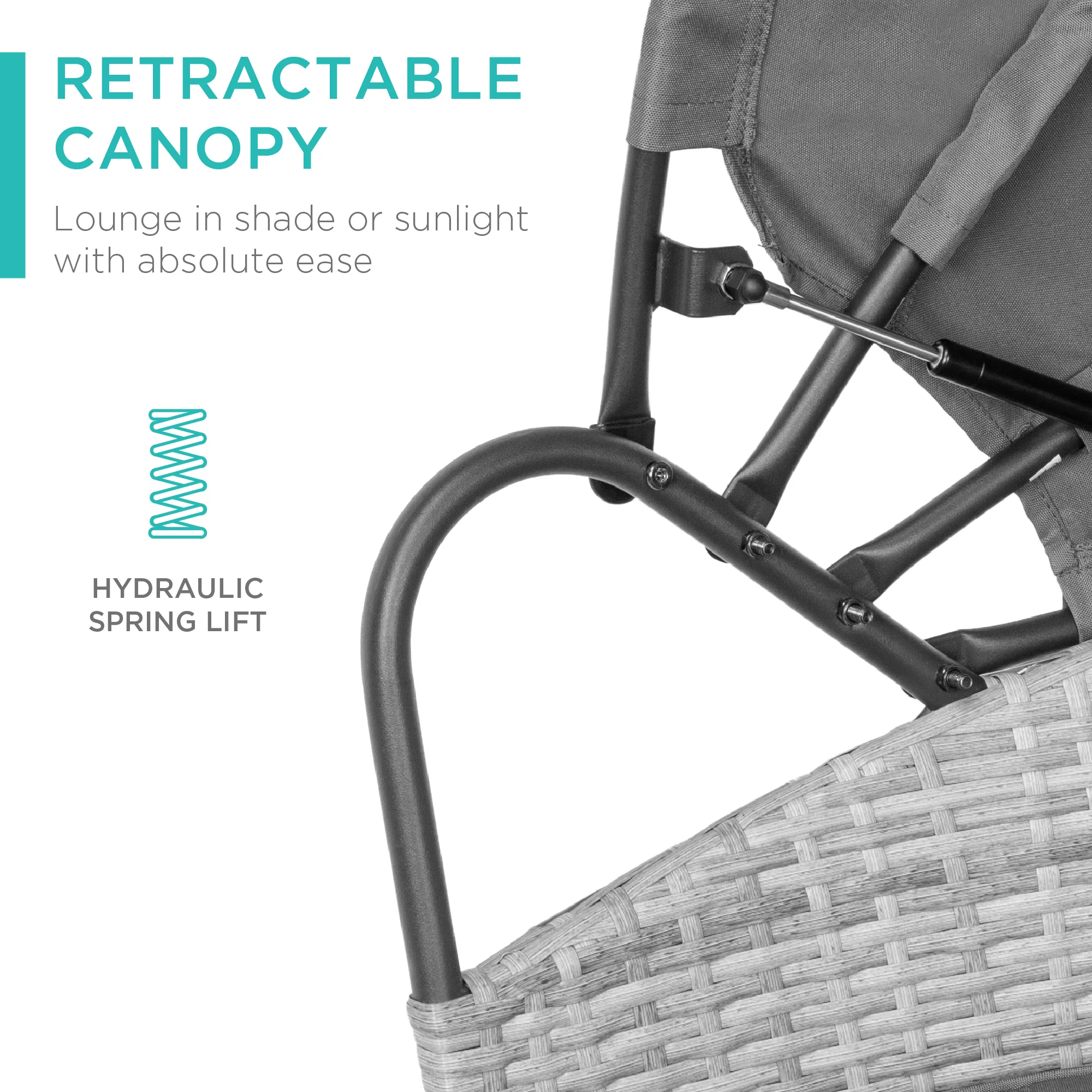 Best Choice Products 5-Piece Modular Patio Wicker Daybed Sectional w/ Adjustable Seats, Retractable Canopy - Gray