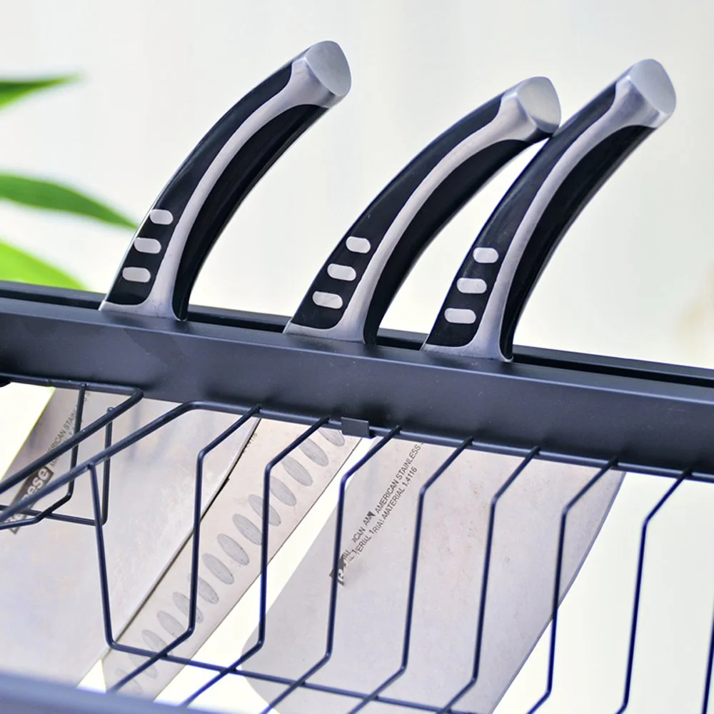Dish Self Over the Sink Dish Racks for Kitchen Counter 2 Tier Full Stainless Steel Over Sinks Dry Rack , Multifunctional Over Sinks Shelf , Over Sinks Dish Drying Rack ,Black (Single Sink-85CM)