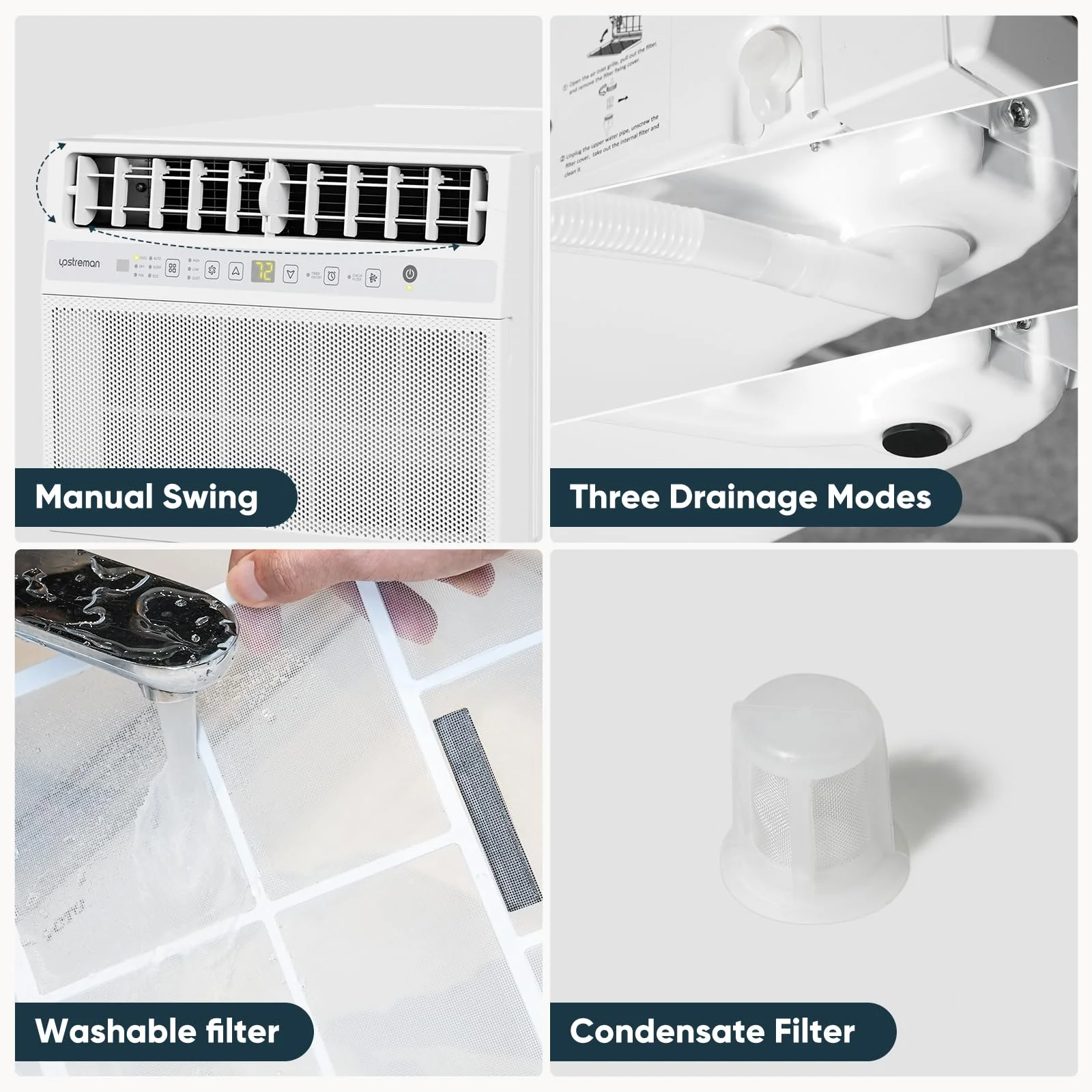 Upstreman 8100 BTU Window Air Conditioner, Cools up to 380 Sq. Ft, Full View, With Open Window Flexibility, Energy Saving, Remote Control (Fits up to 11