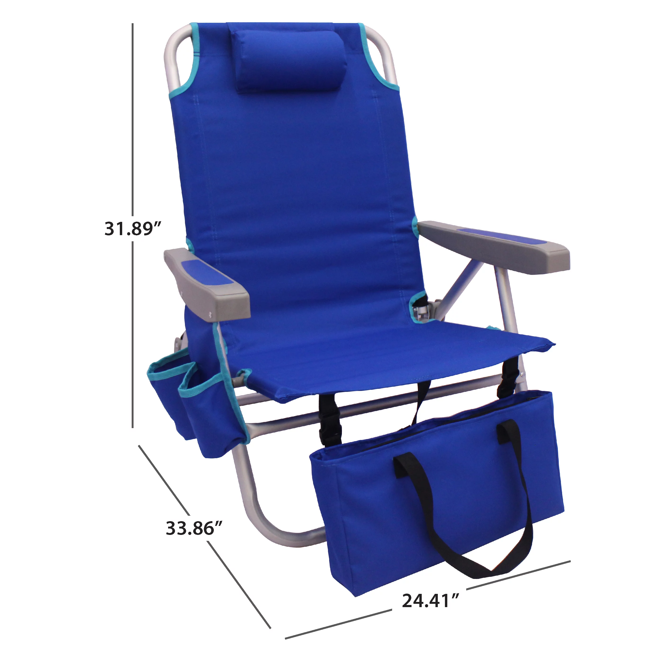 2-Pack Mainstays Reclining Beach & Event Backpack Chair with Cooler Bag Blue
