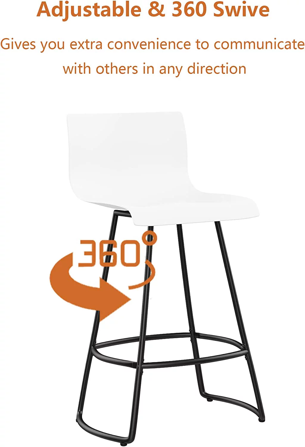 ONKER Bar Stools Set of 4 Bar Stools Counter Height Bar Stools Modern Swivel Bar Stools Bar Chairs with Back Plastic 26