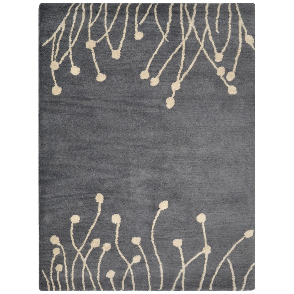 Rugsotic Carpets Hand Tufted, Floral Wool Area Rug, Gray,White, 8'x10'