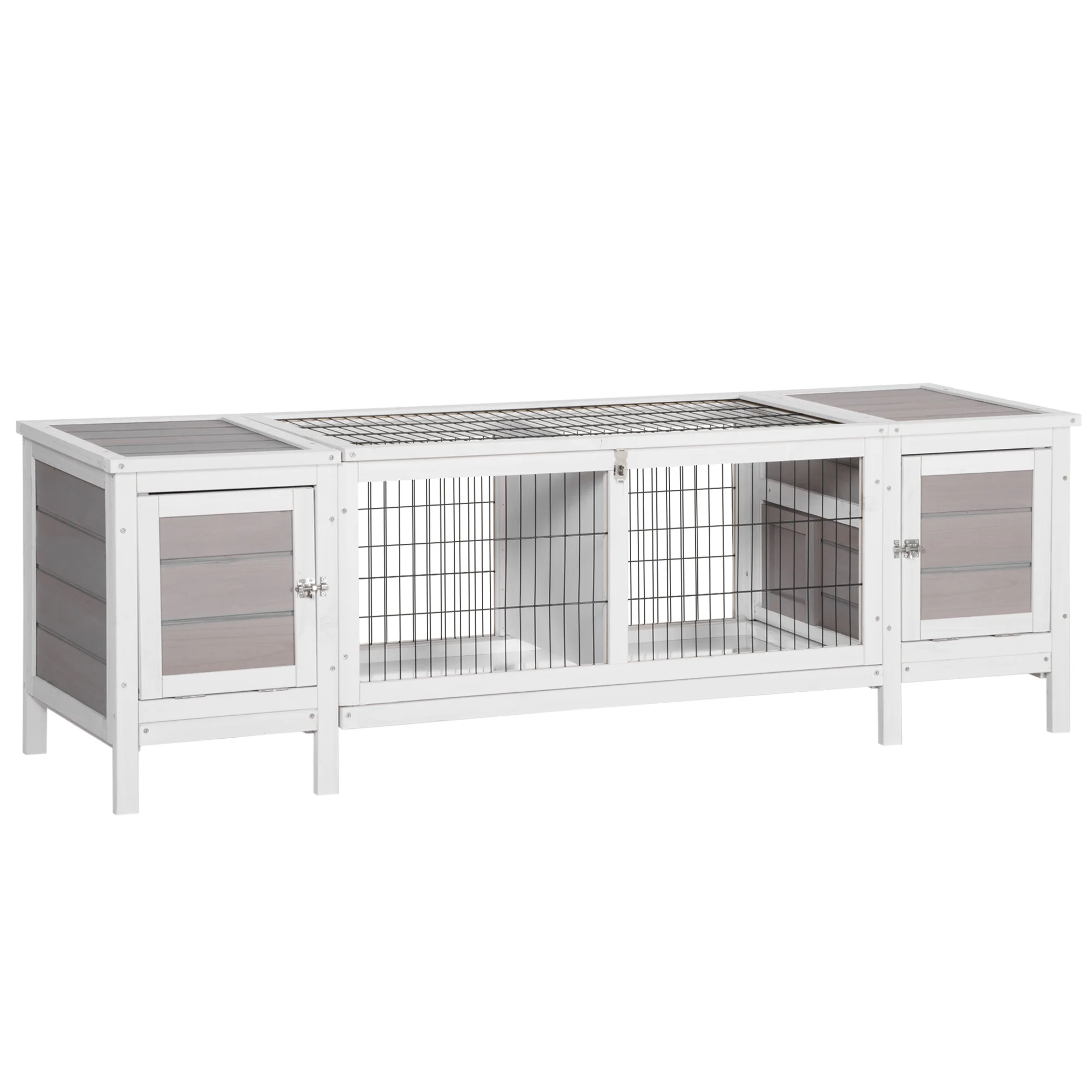 PawHut Rabbit Hutch, Bunny Cage, Guinea Pig House, White