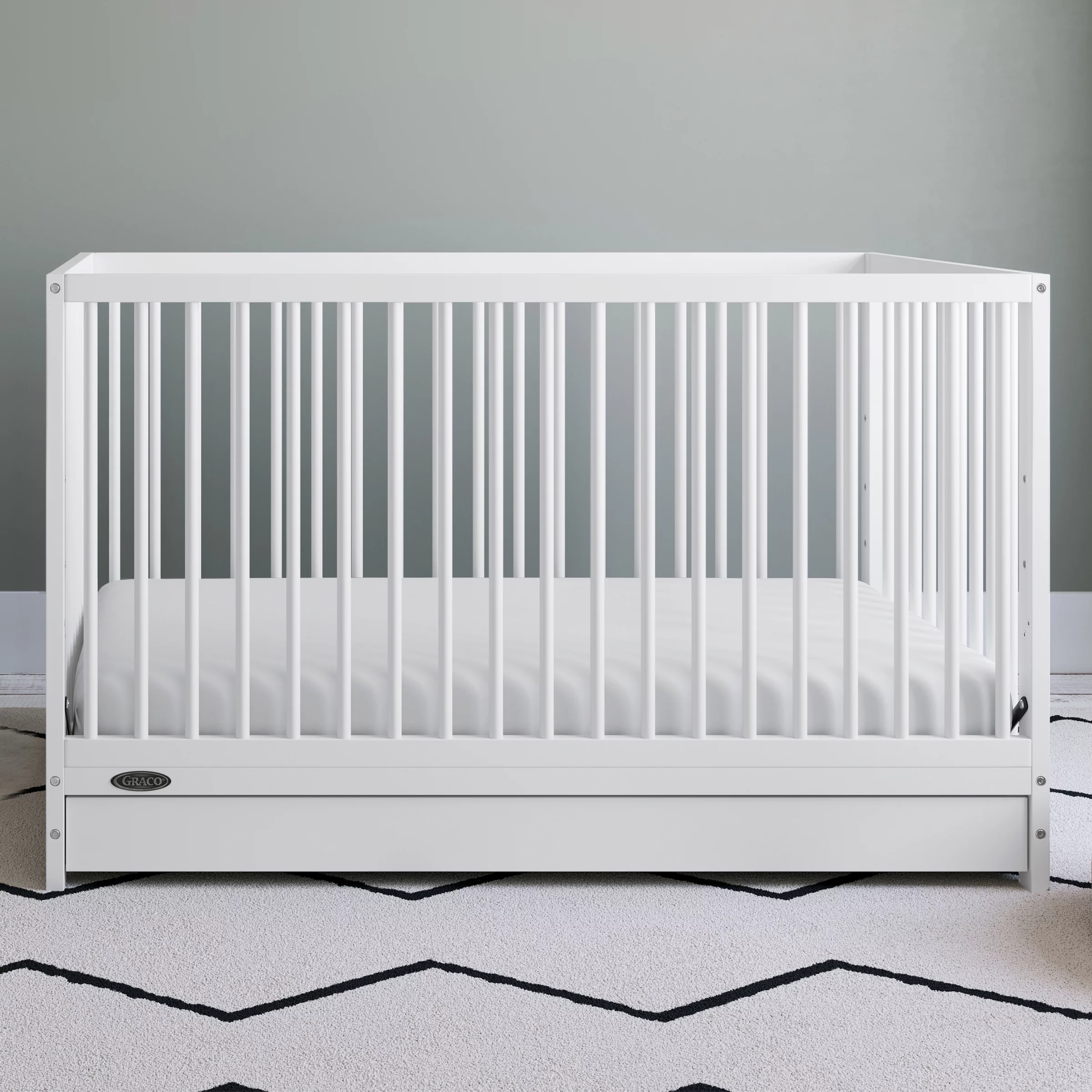 Graco Teddi 5-in-1 Convertible Baby Crib with Drawer, White