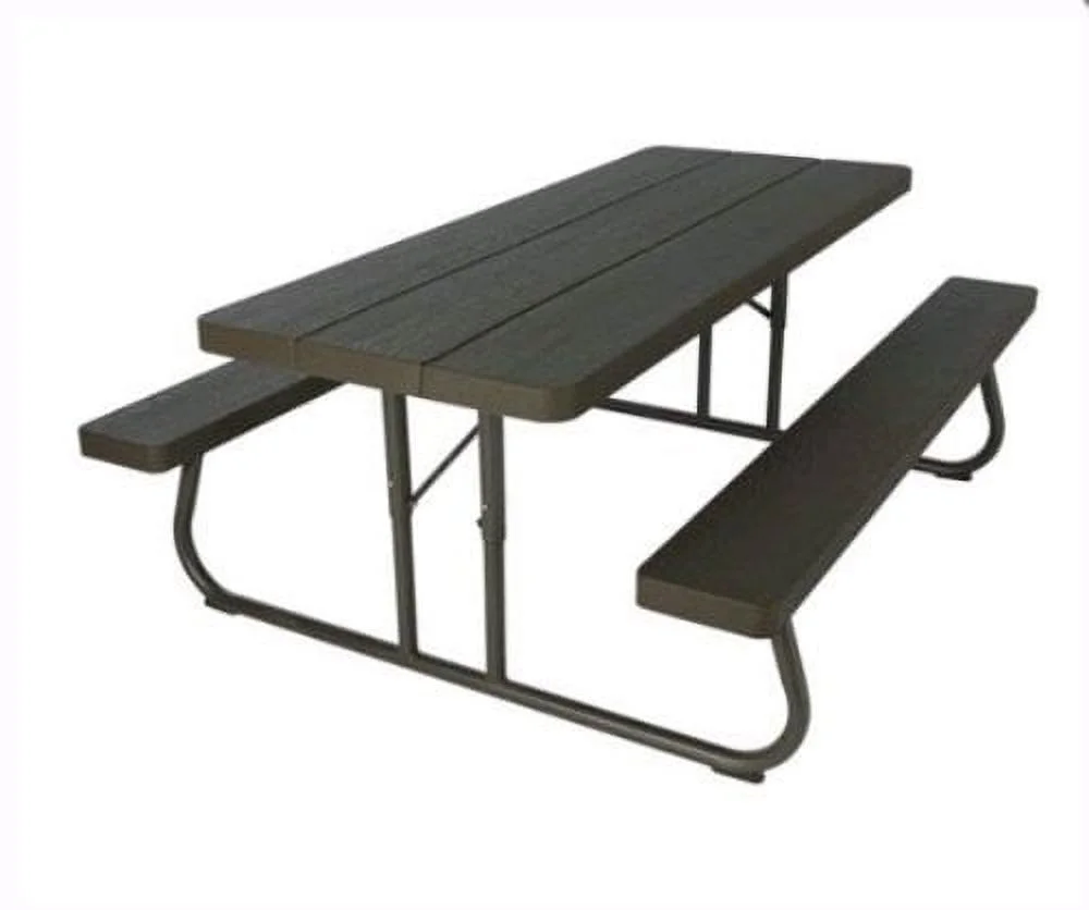 Lifetime 60112 Commercial Grade 6' Picnic Table ~ Faux Wood Color Seats 8
