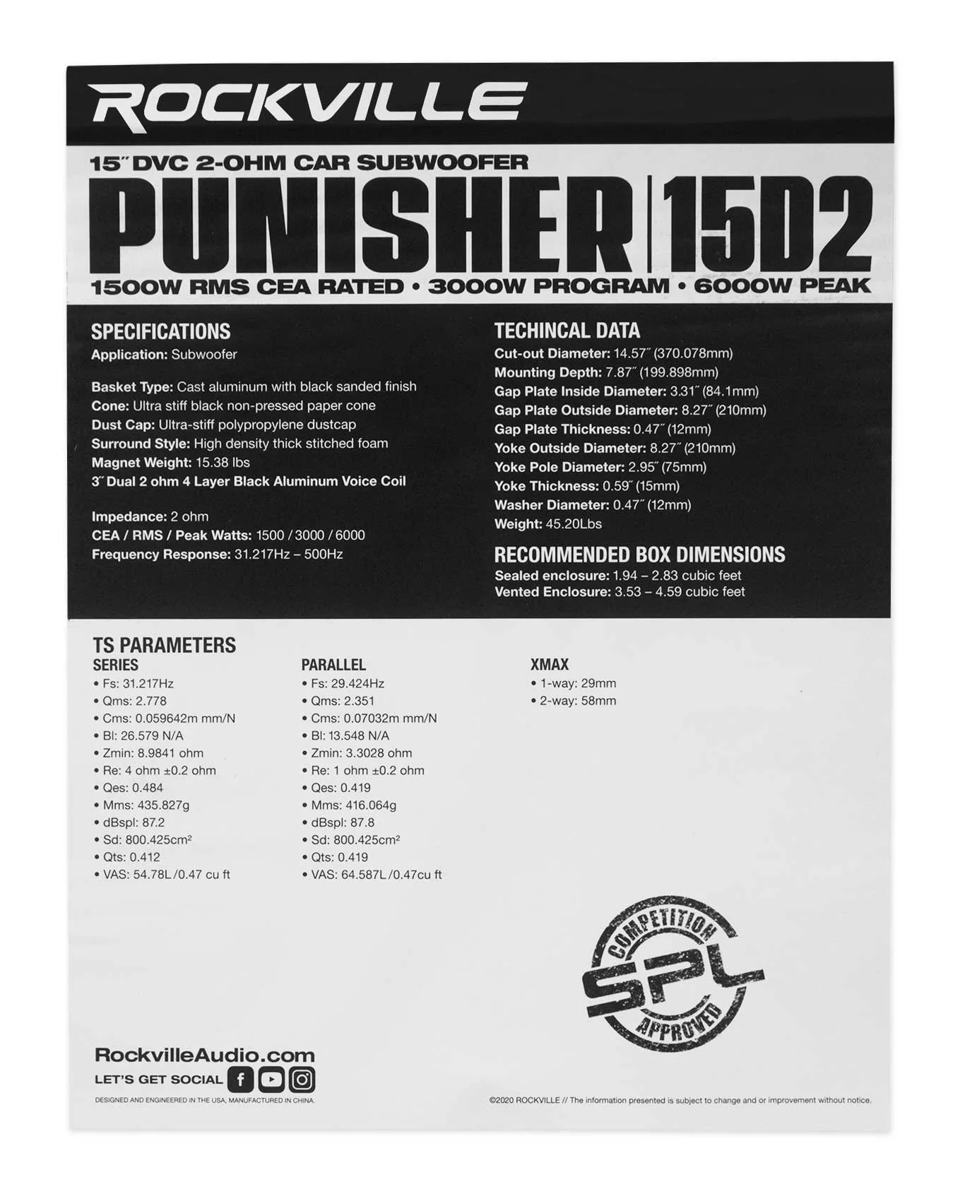 Rockville Punisher 15D2 15