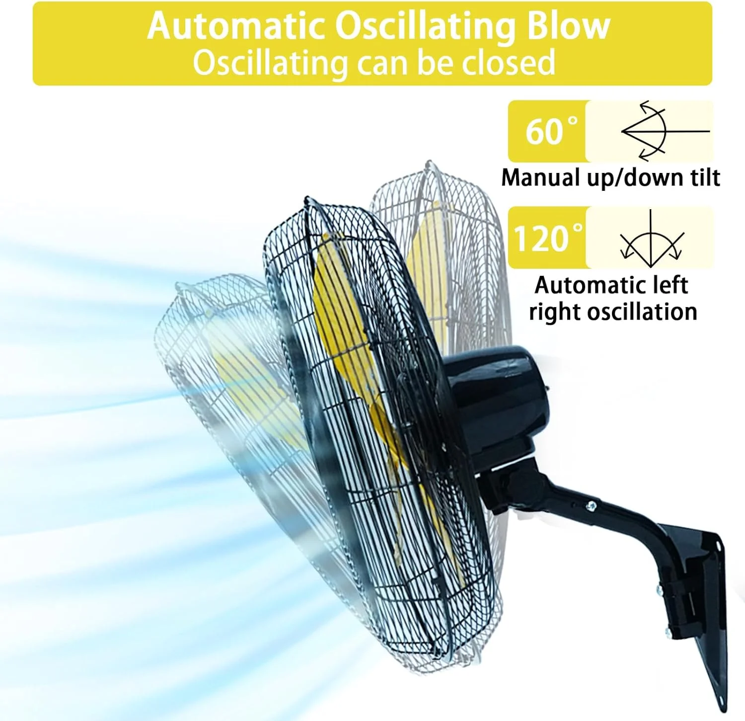 20 Inch Wall Mount Fan 3-Speed Industrial Fan High Velocity Fan,7000 CFM Outdoor Wall Fan for Commercial, Garage, Residential, Warehouse