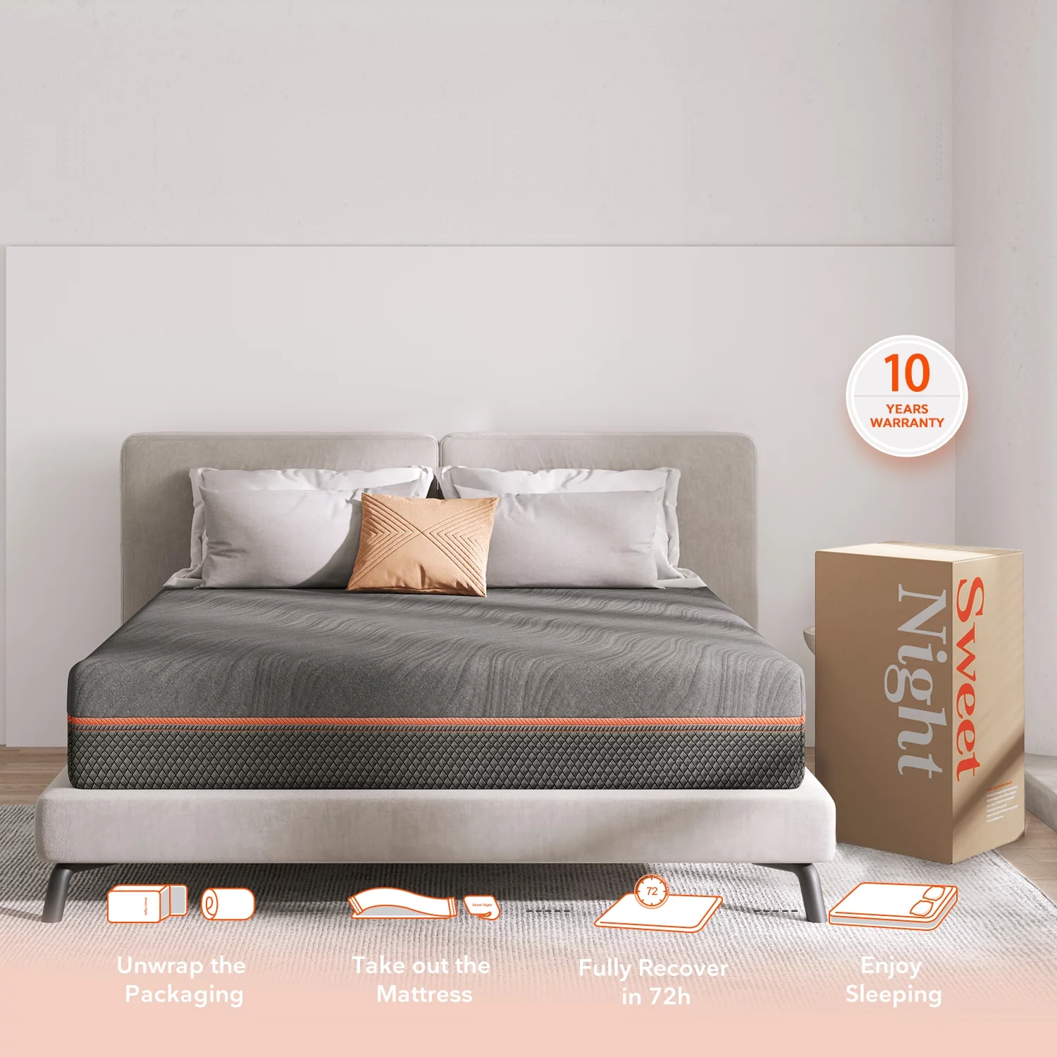 Sweetnight Dreamy 12 inch Adult Gel Memory Foam Mattress in a Box Queen Size