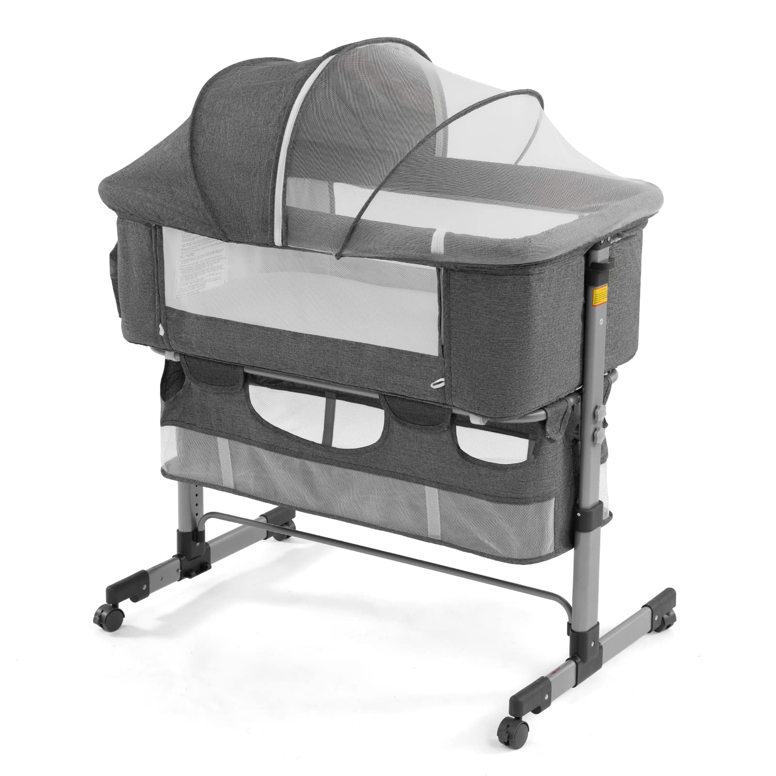 NEWLAKE 3 in 1 Bassinet for Baby, Height Adjustable Bedside Sleeper for Newborn Infant/Baby Boy/Baby Girl (Grey)