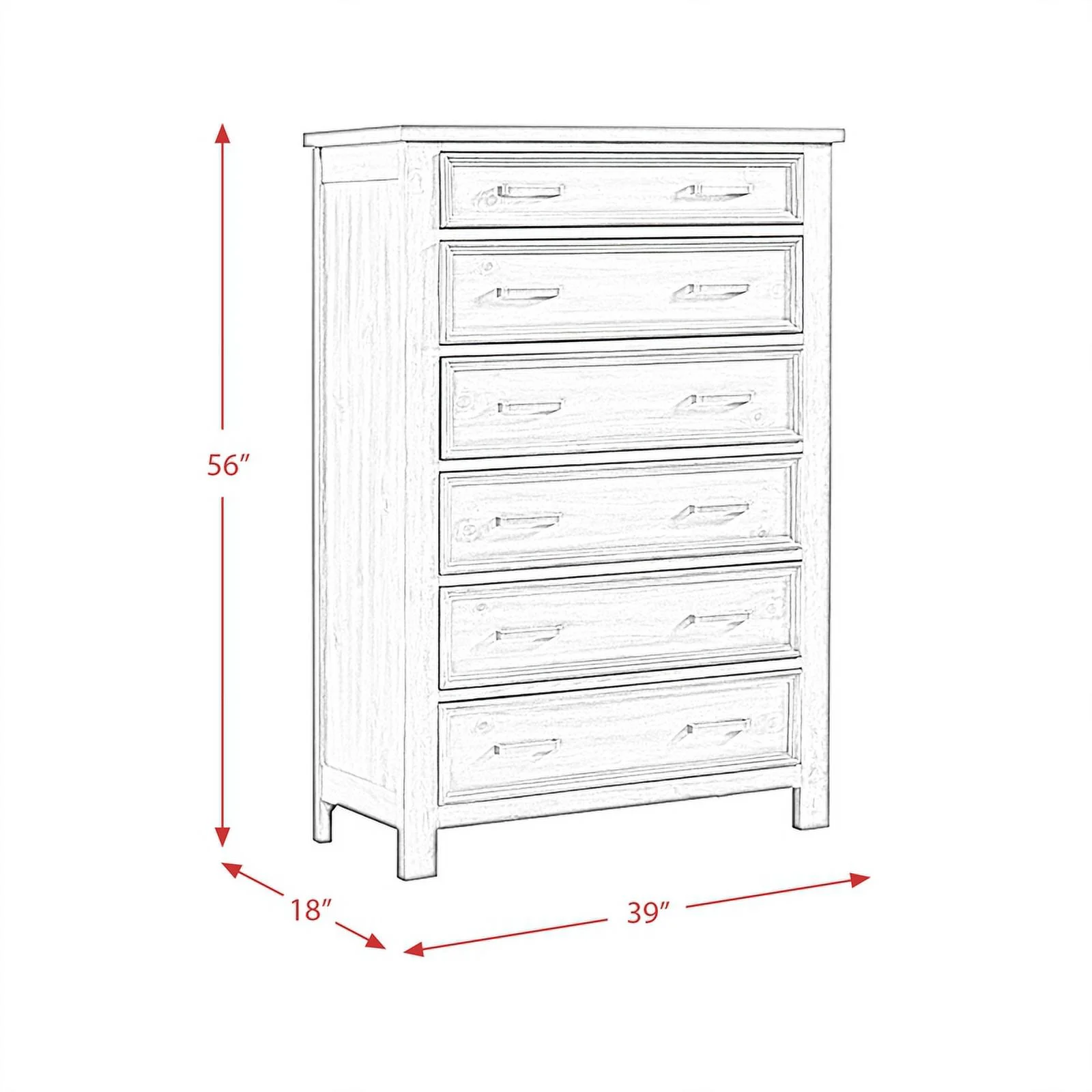 Picket House Furnishings Damen 6-Drawer Chest SV500CH