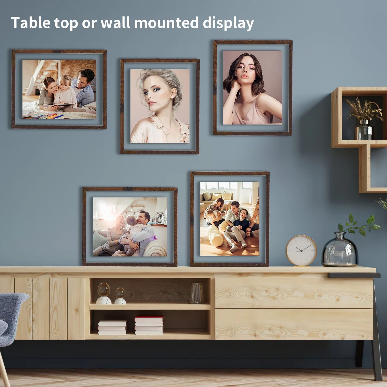 4 Pack 8x10 Picture Frames Set, Farmhouse Wood Rustic Brown Picture Frames 8 by 10 with Tempered Glass Gallery Wall Tabletop Display