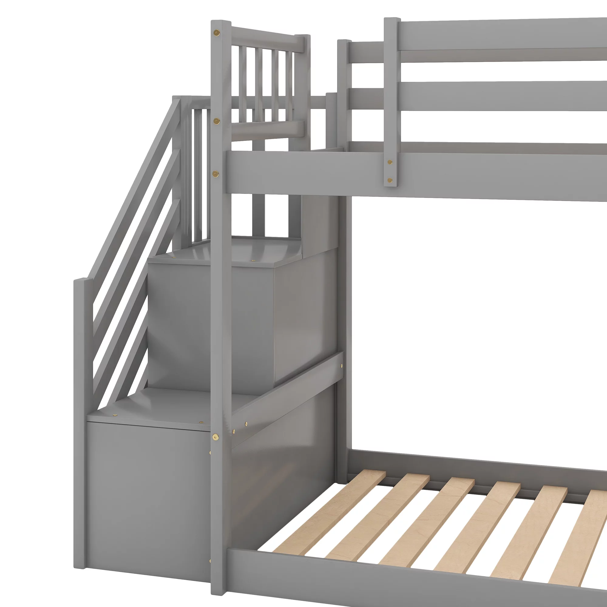 Livspace Twin over Twin Bunk Bed with Convertible Slide and Stairway Gray