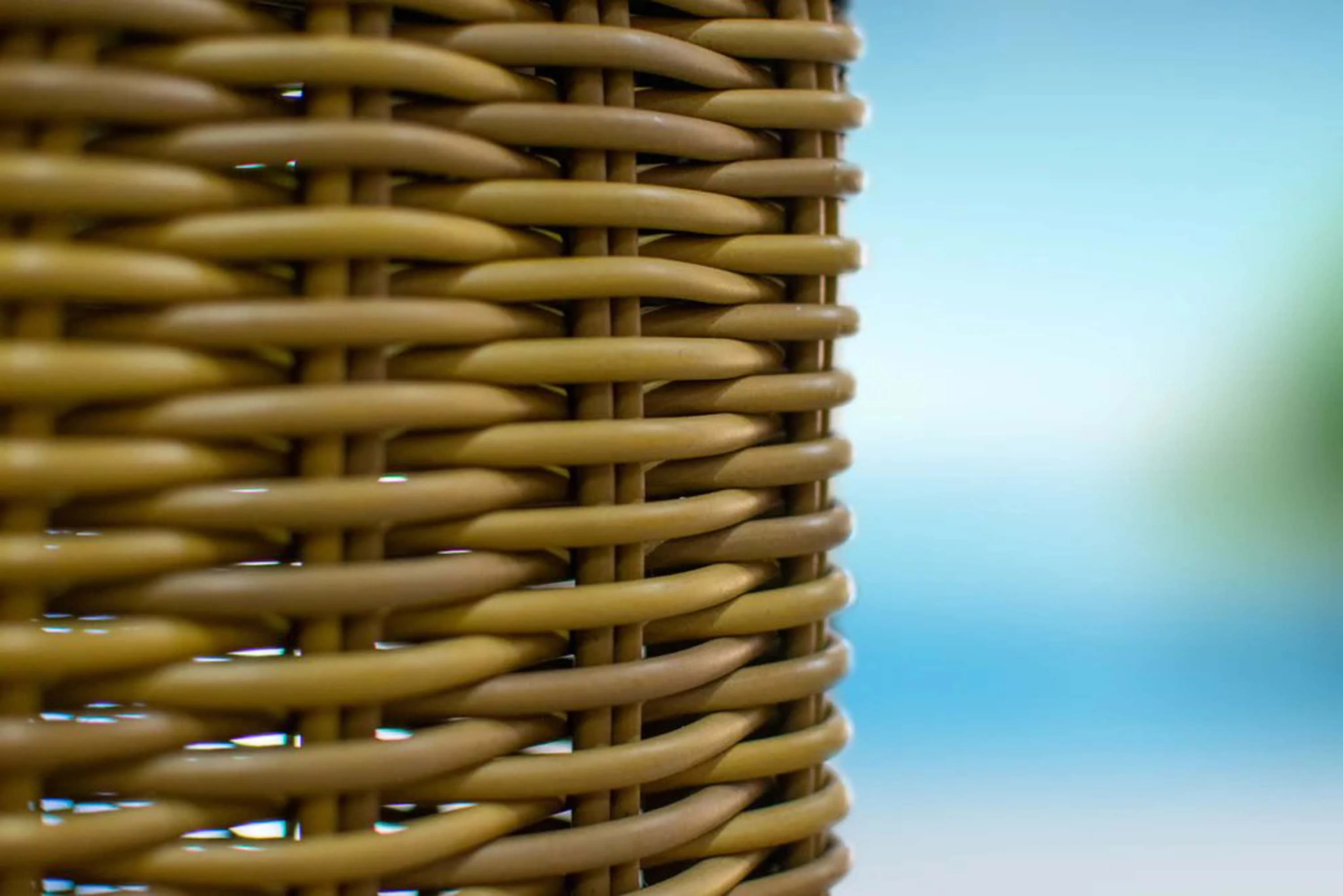 Malmo 18-Piece Resin Wicker Outdoor Patio Furniture Combination Set in Natural W/ Sectional Set, Eight-Seat Dining Set, and Chaise Lounge Set (Full-Round Natural Wicker, Sunbrella Canvas Taupe)